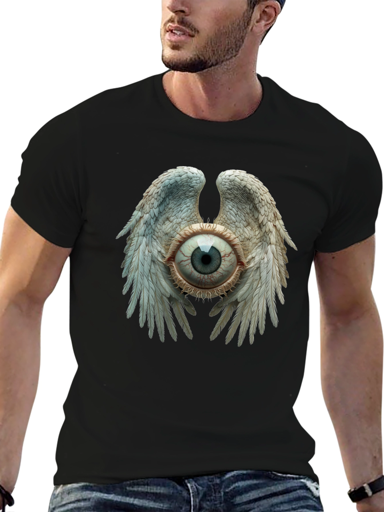 Eye with Wings Graphic Tee - Unique Design