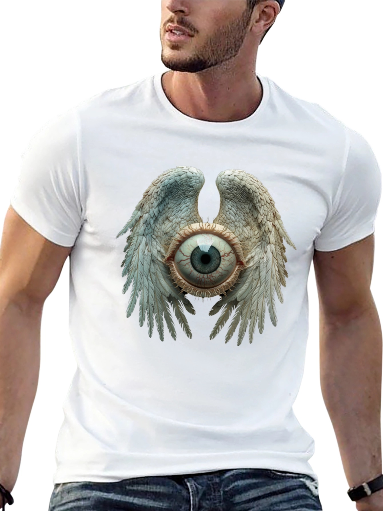 Eye with Wings Graphic Tee - Unique Design