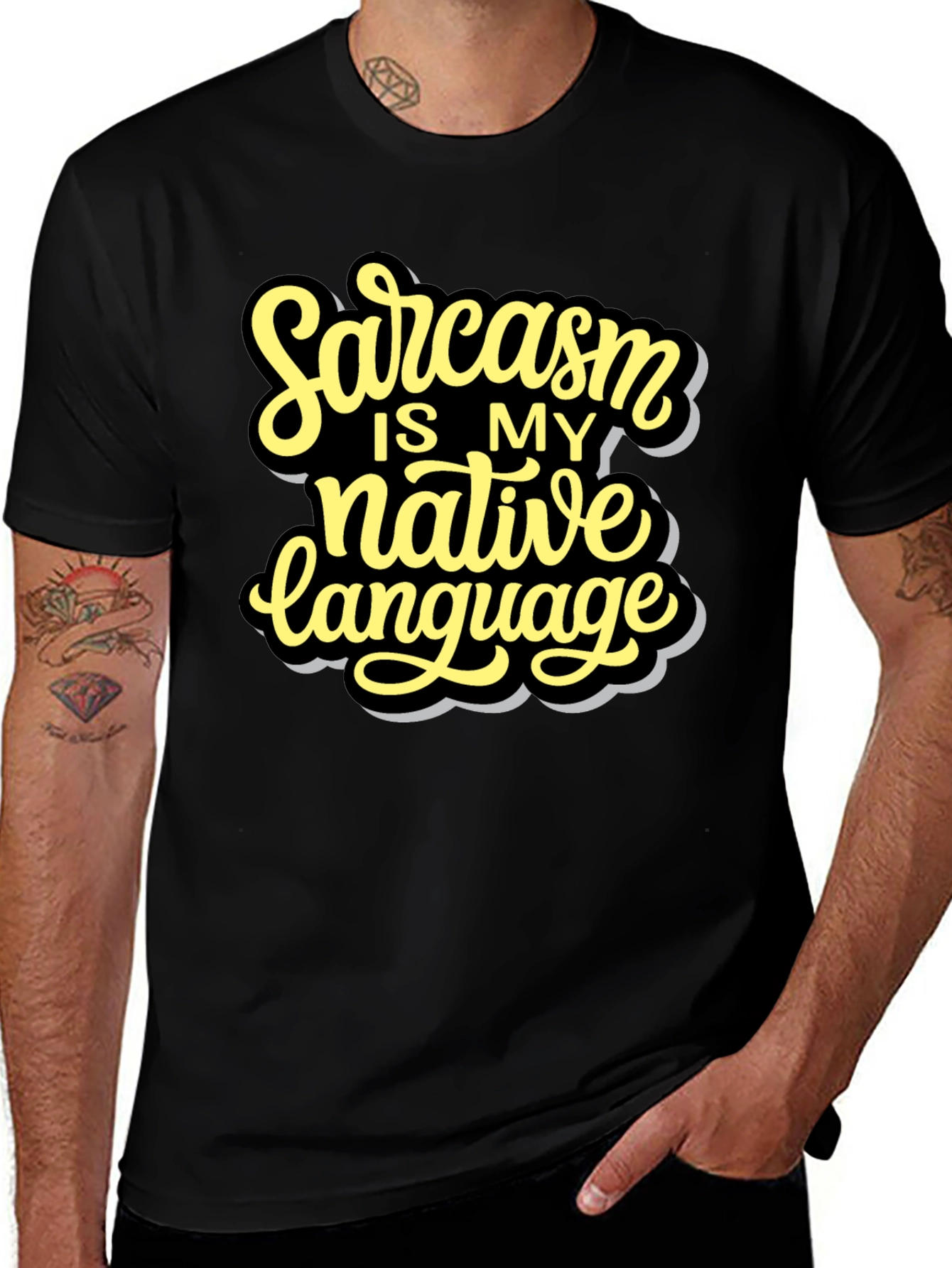 Sarcasm Native Language Black T-Shirt