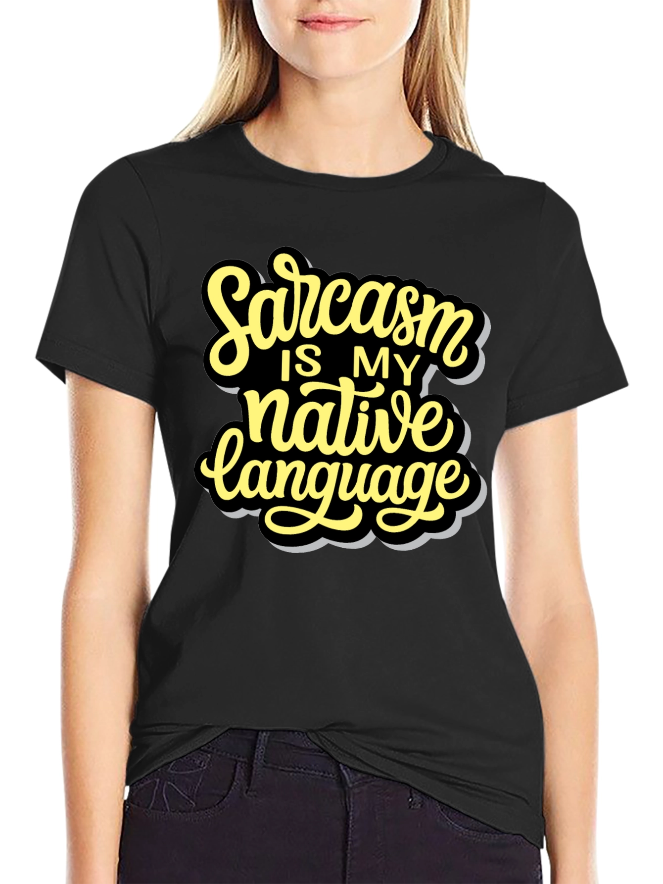 Sarcasm Native Language Black T-Shirt