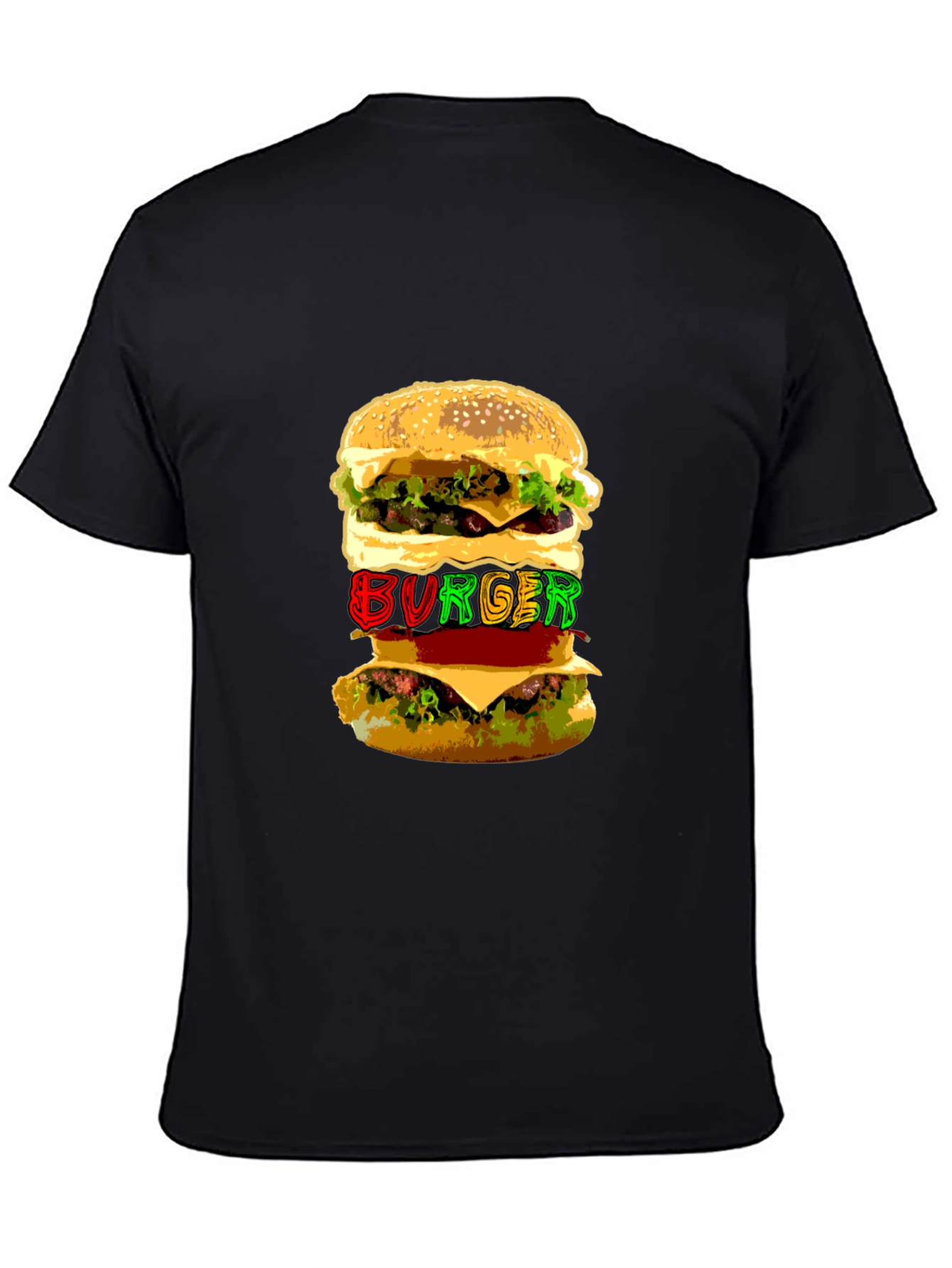 Burger Graphic Print Black T-Shirt