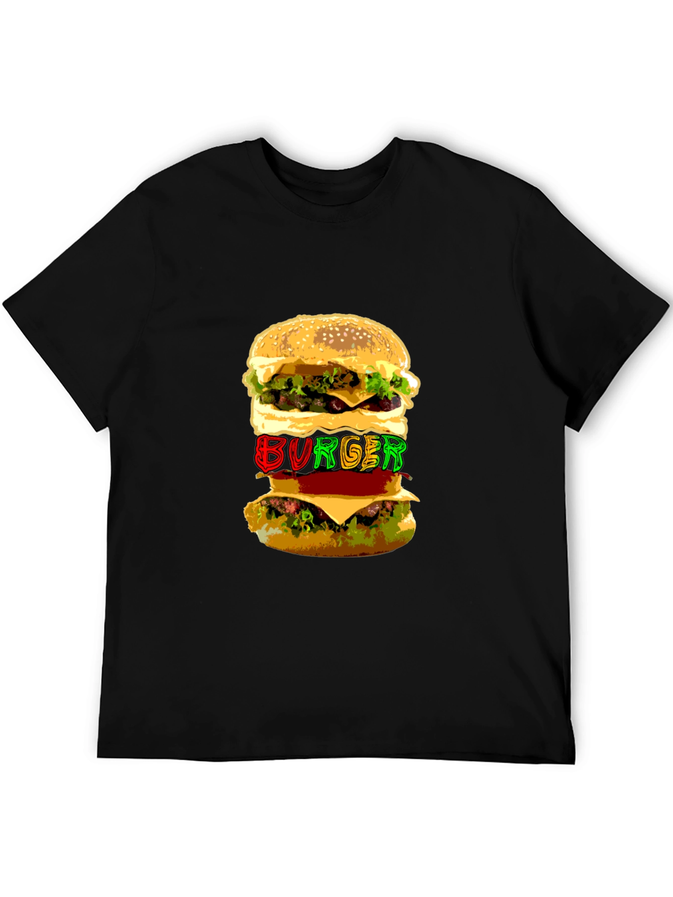 Burger Graphic Print Black T-Shirt