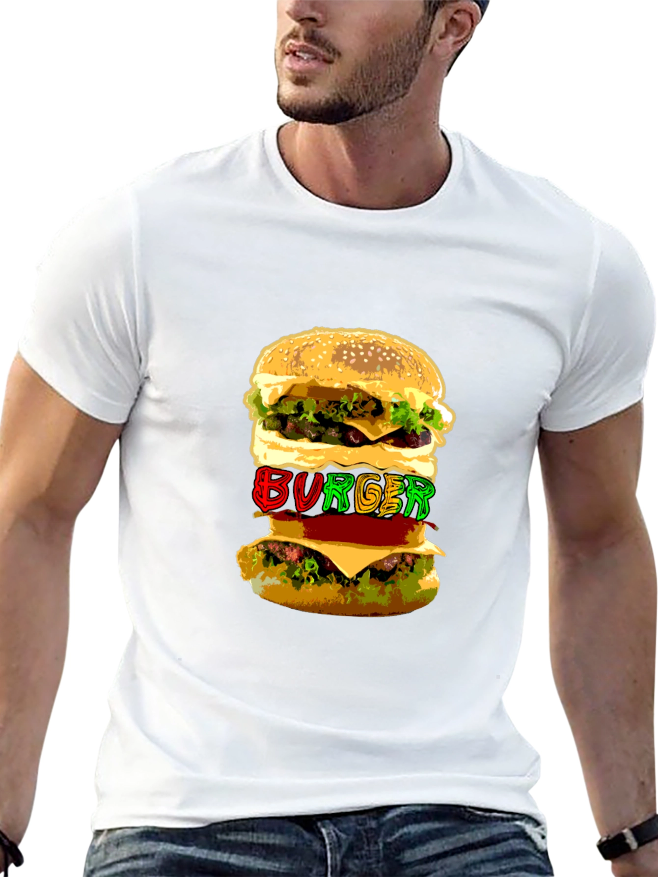 Burger Graphic Print Black T-Shirt