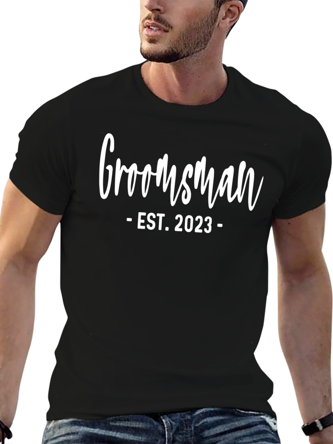 Groomsman Est. 2023 Black T-Shirt