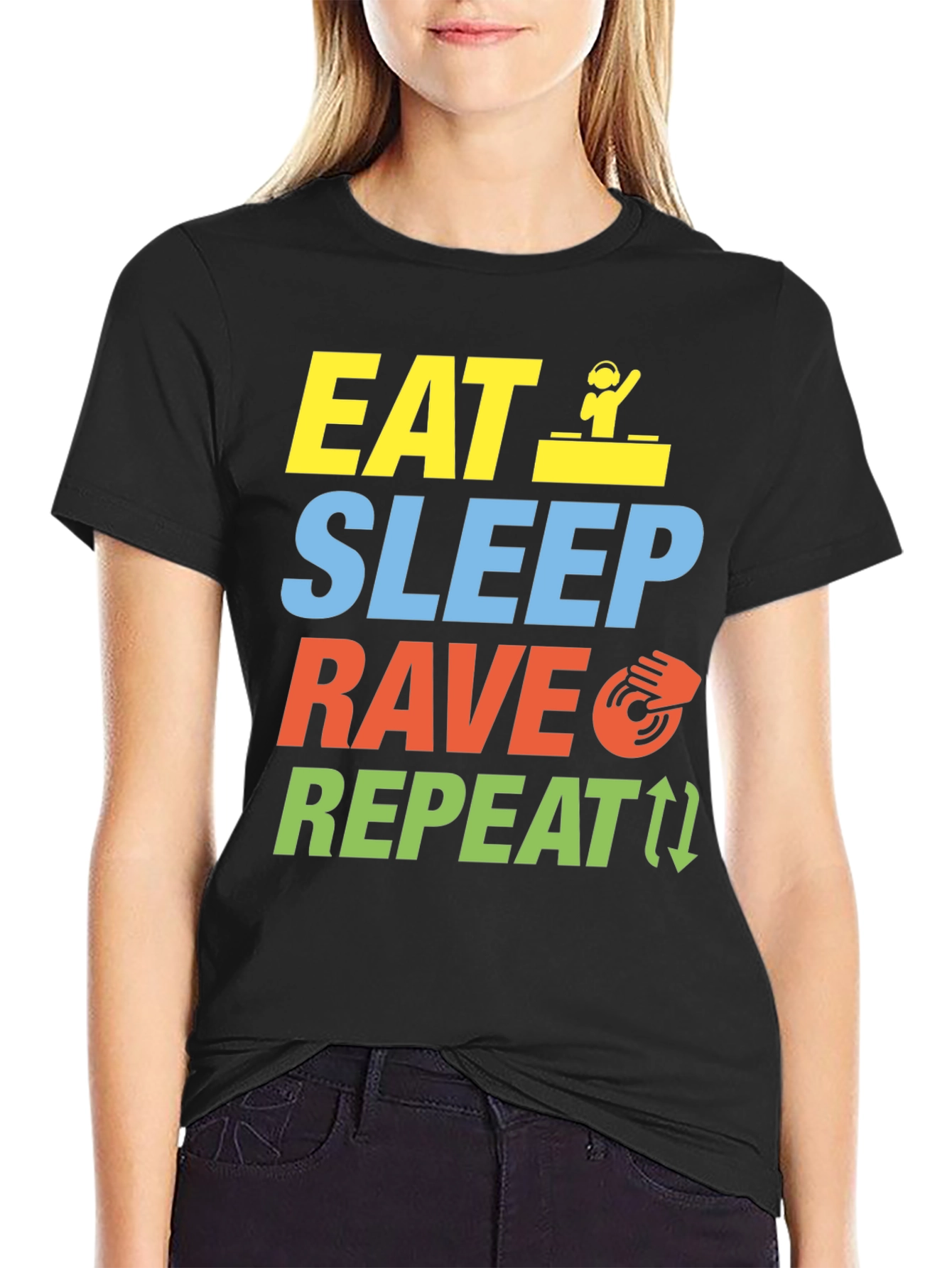 Eat Sleep Rave Repeat Graphic T-Shirt