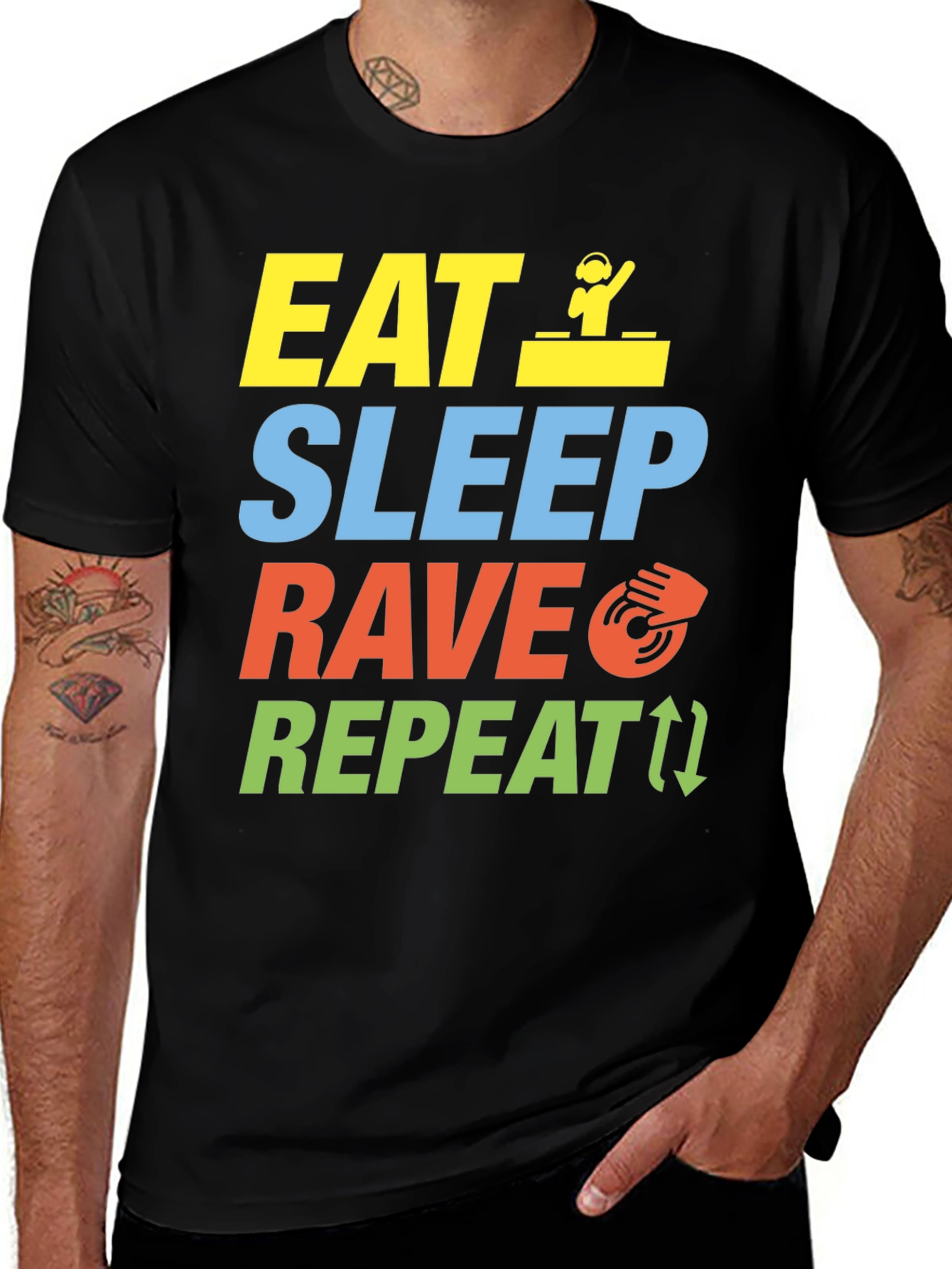 Eat Sleep Rave Repeat Graphic T-Shirt