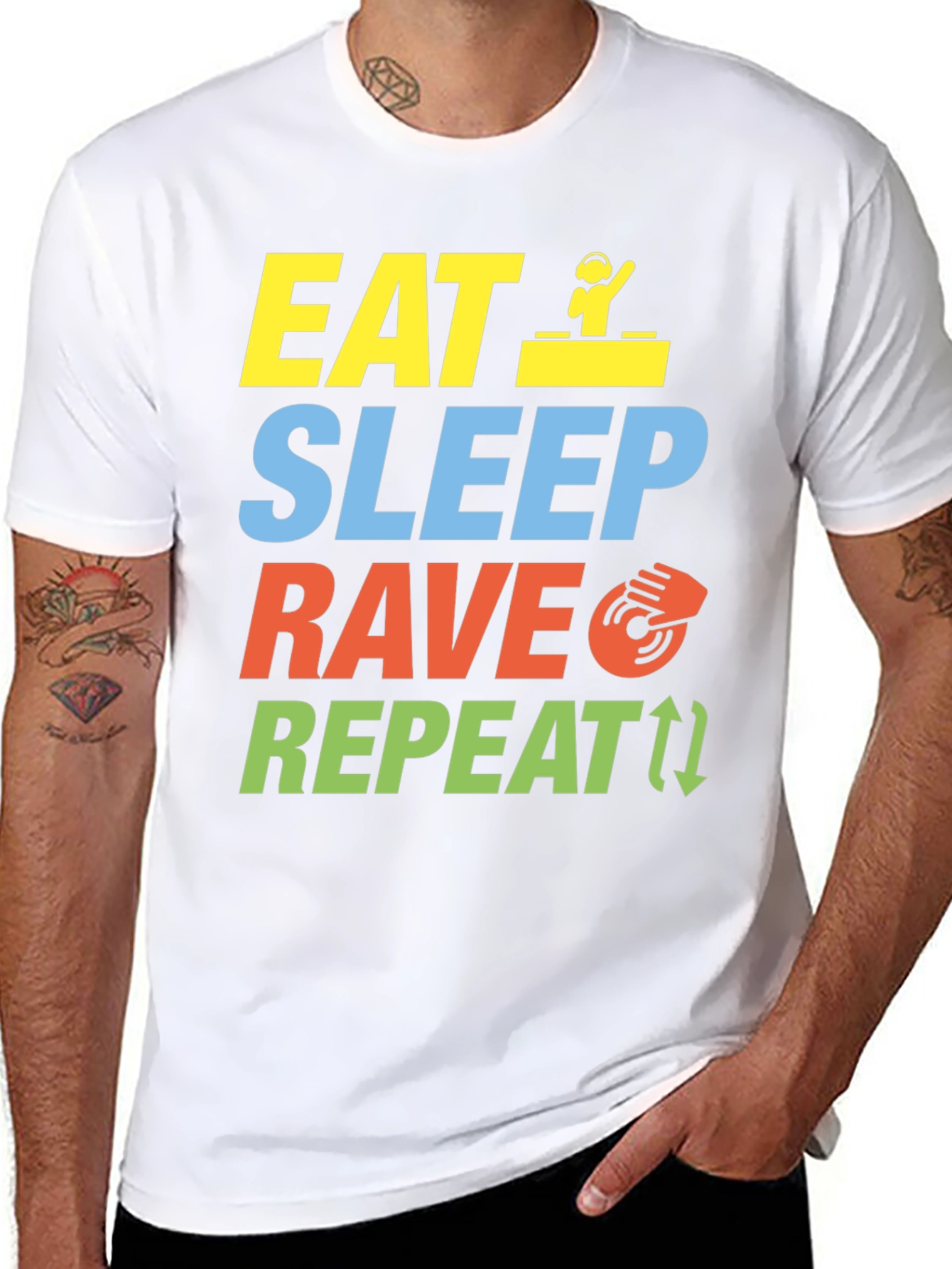 Eat Sleep Rave Repeat Graphic T-Shirt