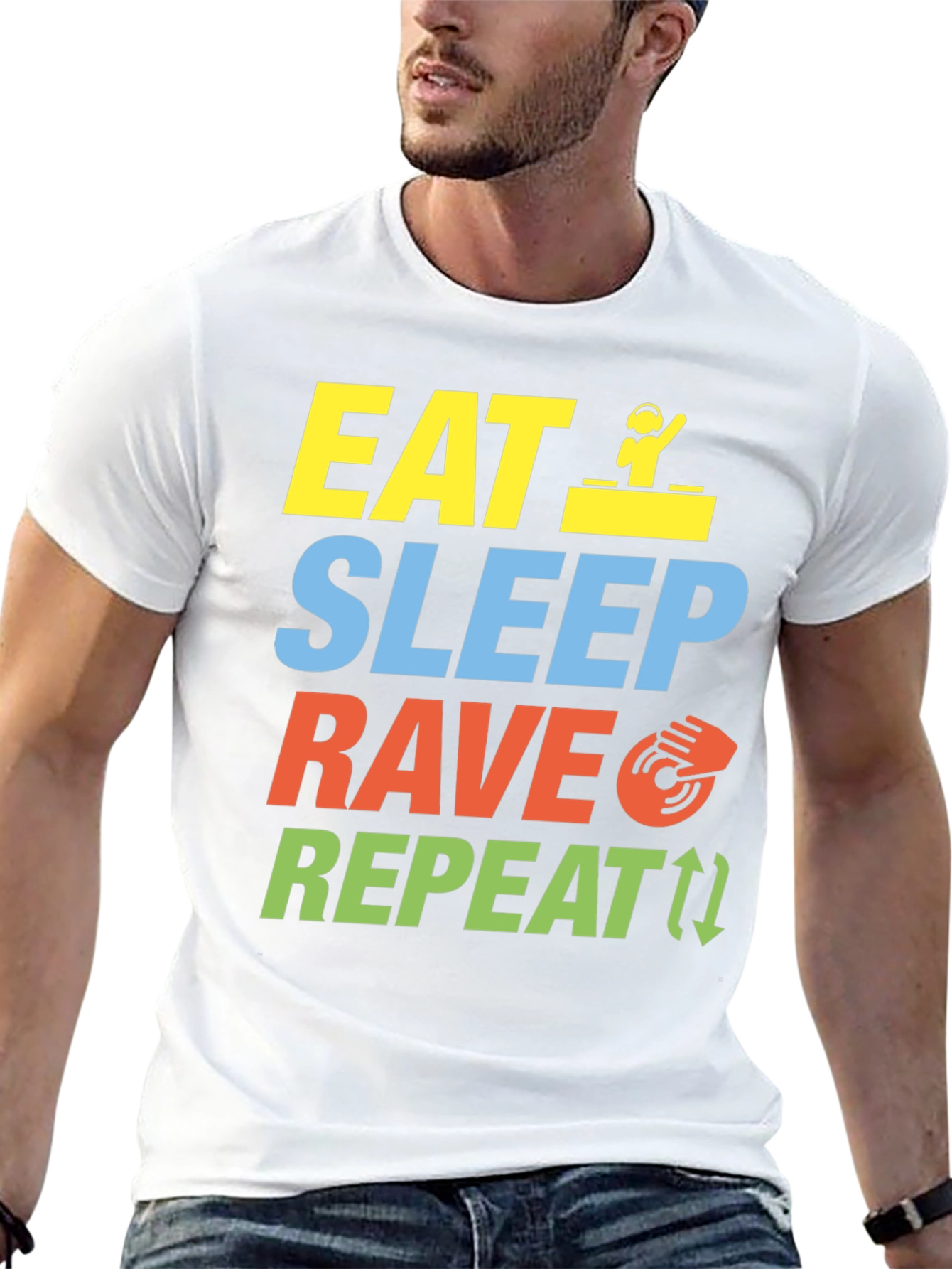 Eat Sleep Rave Repeat Graphic T-Shirt