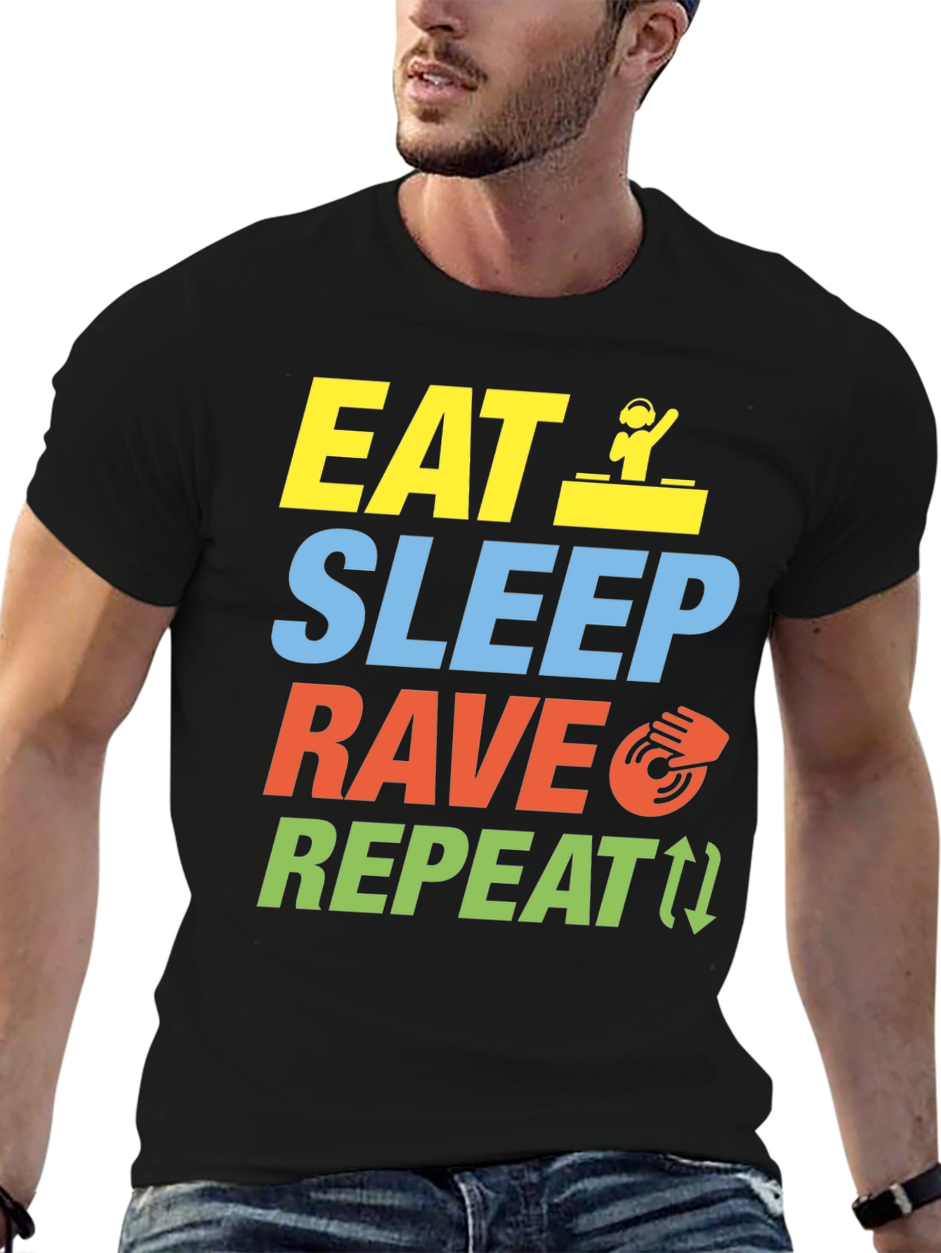 Eat Sleep Rave Repeat Graphic T-Shirt