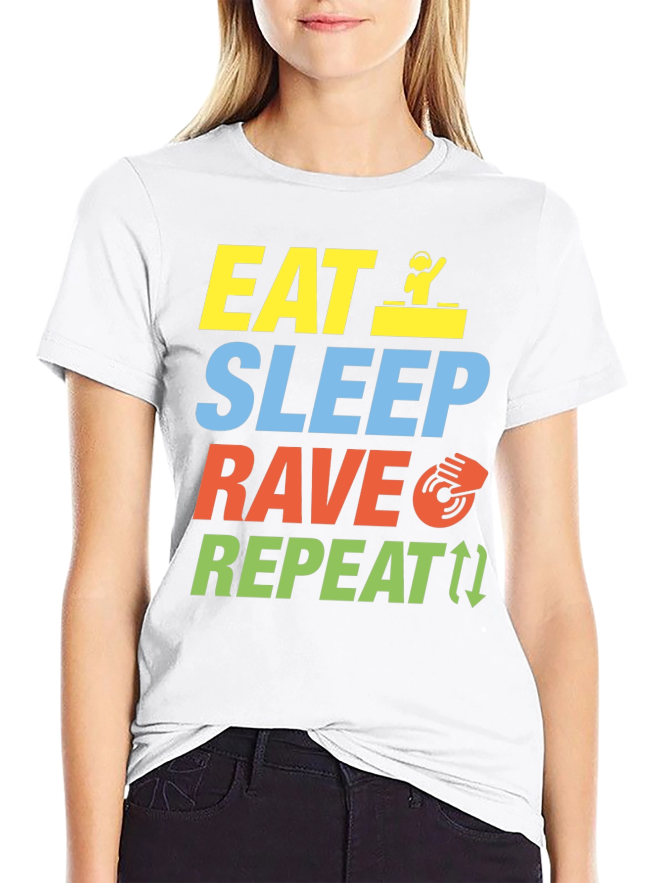 Eat Sleep Rave Repeat Graphic T-Shirt