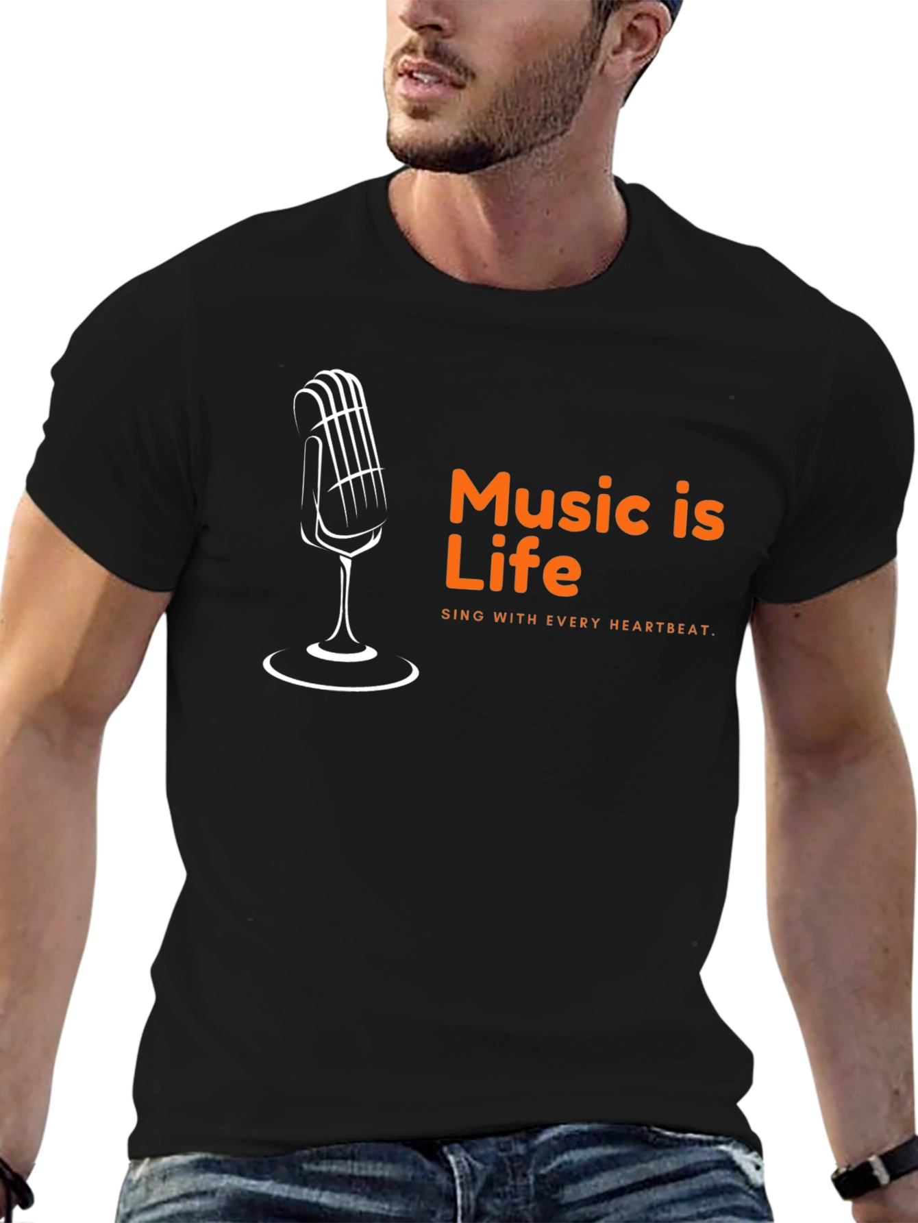 Music is Life Graphic Tee - Sing With Heartbeat
