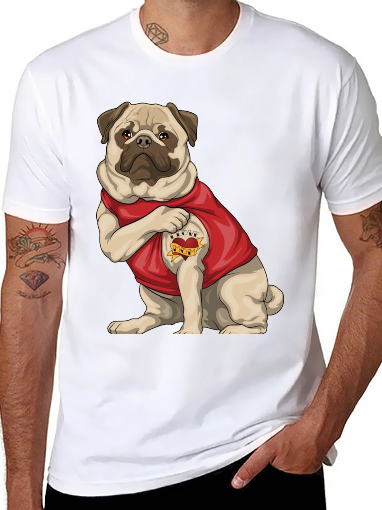 Pug I Love Mom T-Shirt – Cute Dog Lover Tee