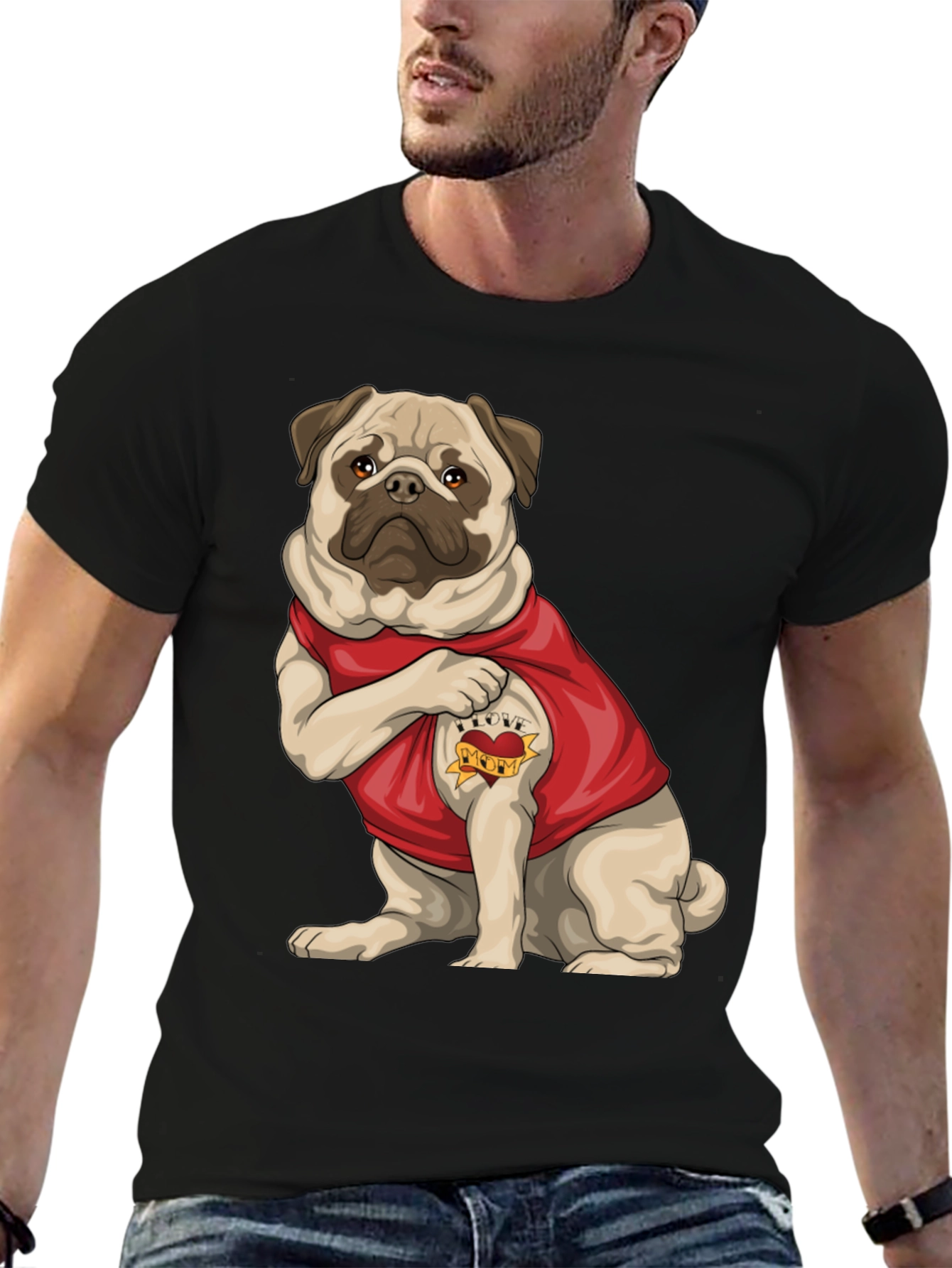 Pug I Love Mom T-Shirt – Cute Dog Lover Tee