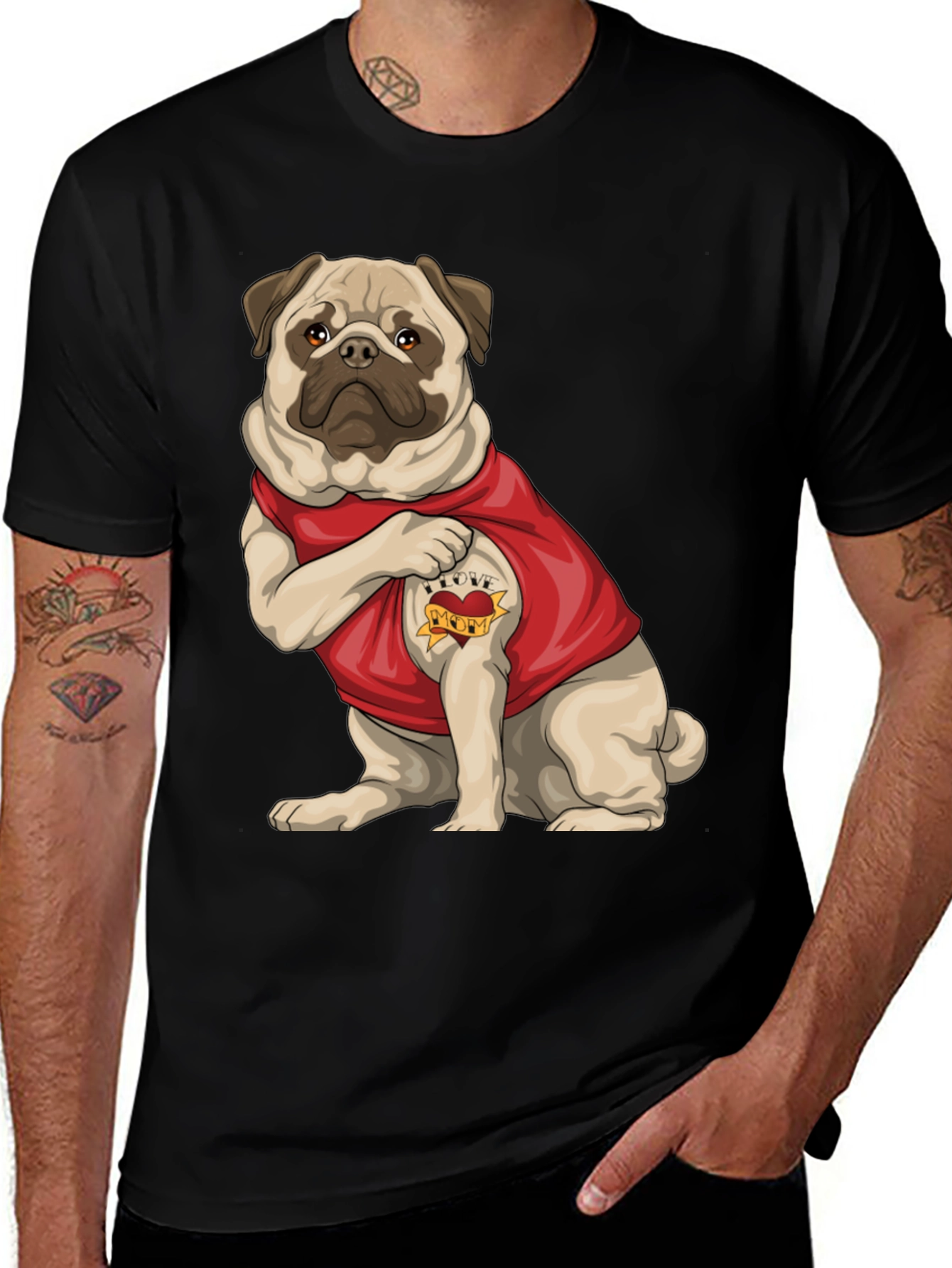 Pug I Love Mom T-Shirt – Cute Dog Lover Tee