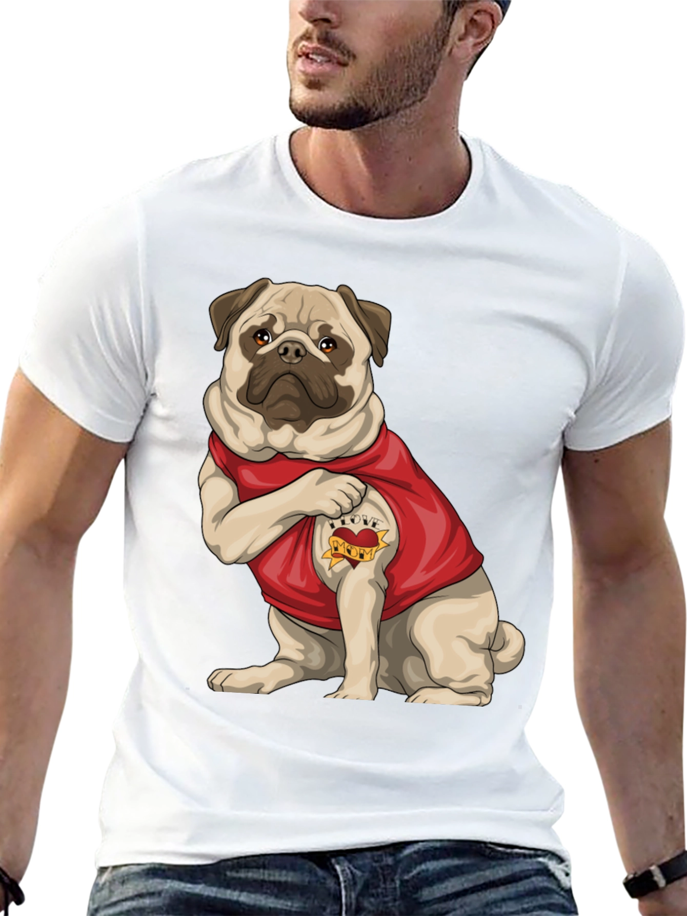 Pug I Love Mom T-Shirt – Cute Dog Lover Tee
