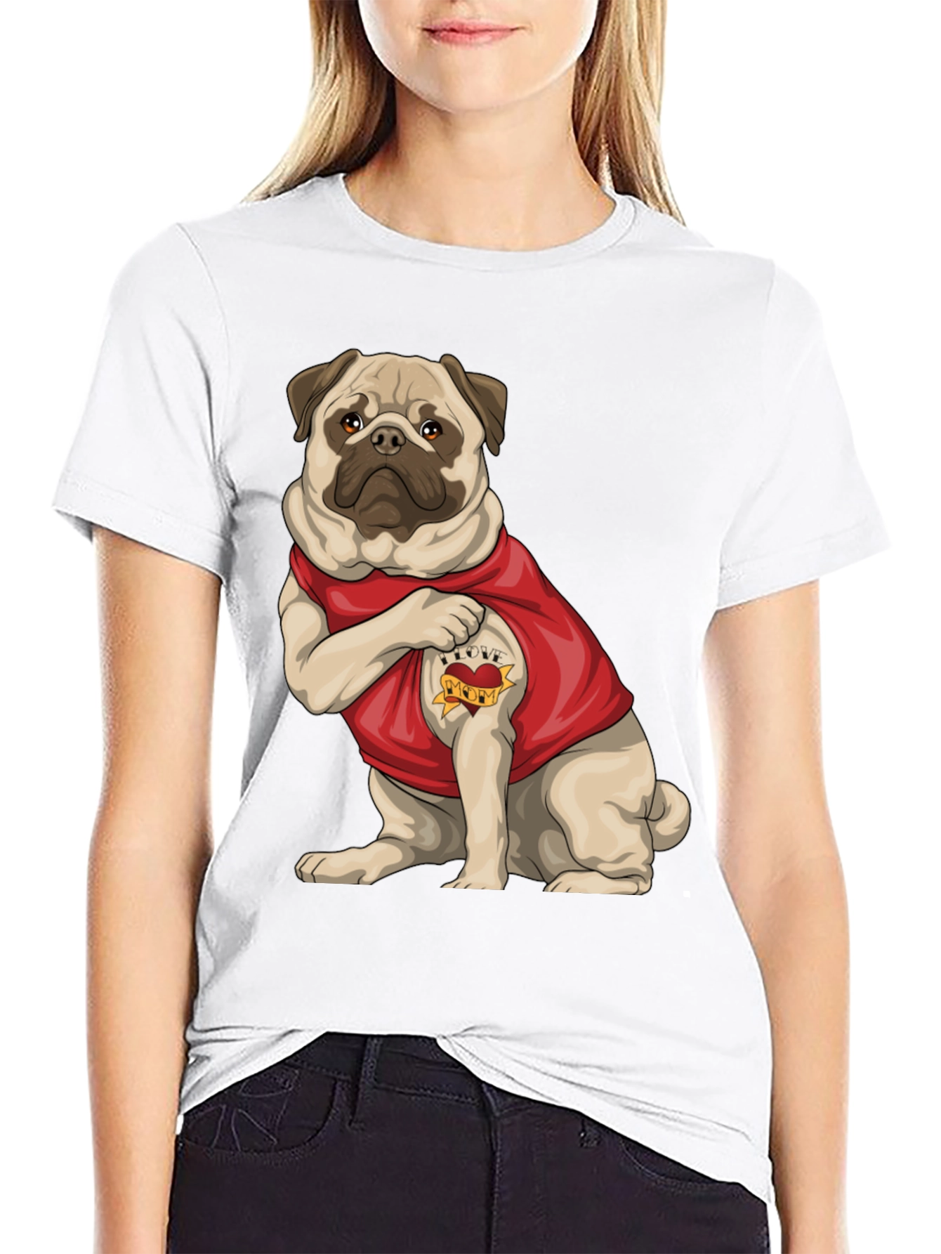 Pug I Love Mom T-Shirt – Cute Dog Lover Tee