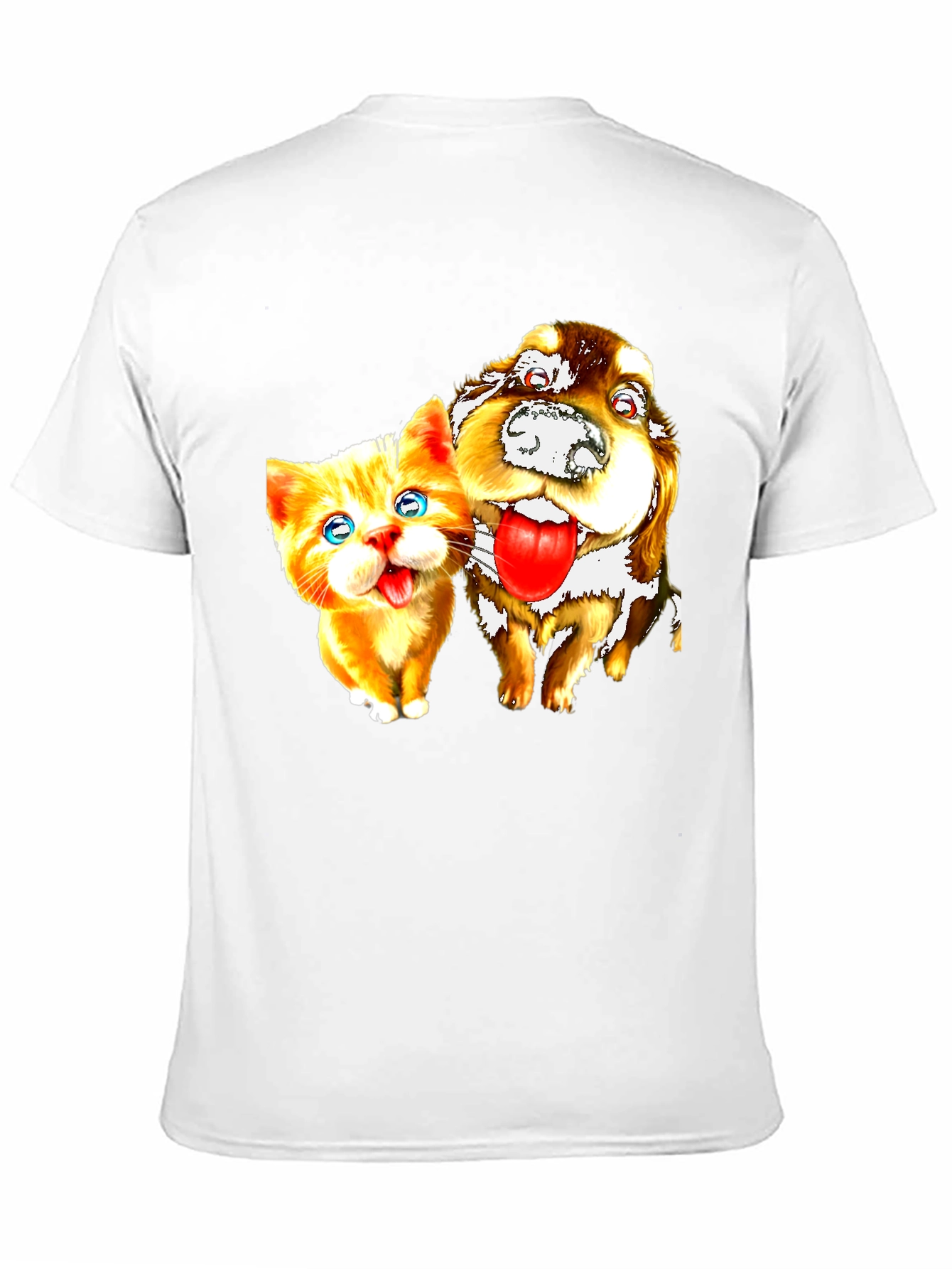 Cat & Dog Graphic Black T-Shirt