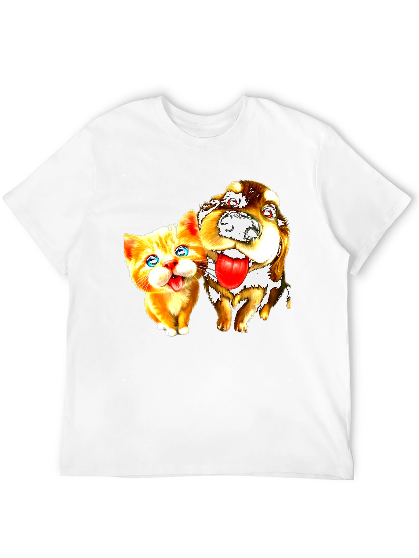 Cat & Dog Graphic Black T-Shirt