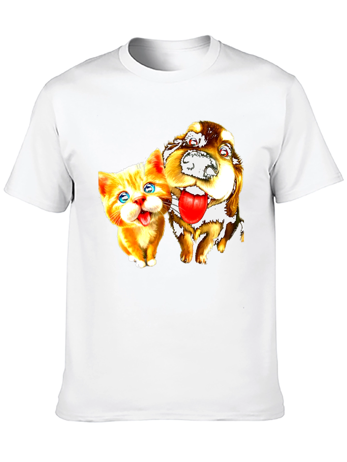 Cat & Dog Graphic Black T-Shirt