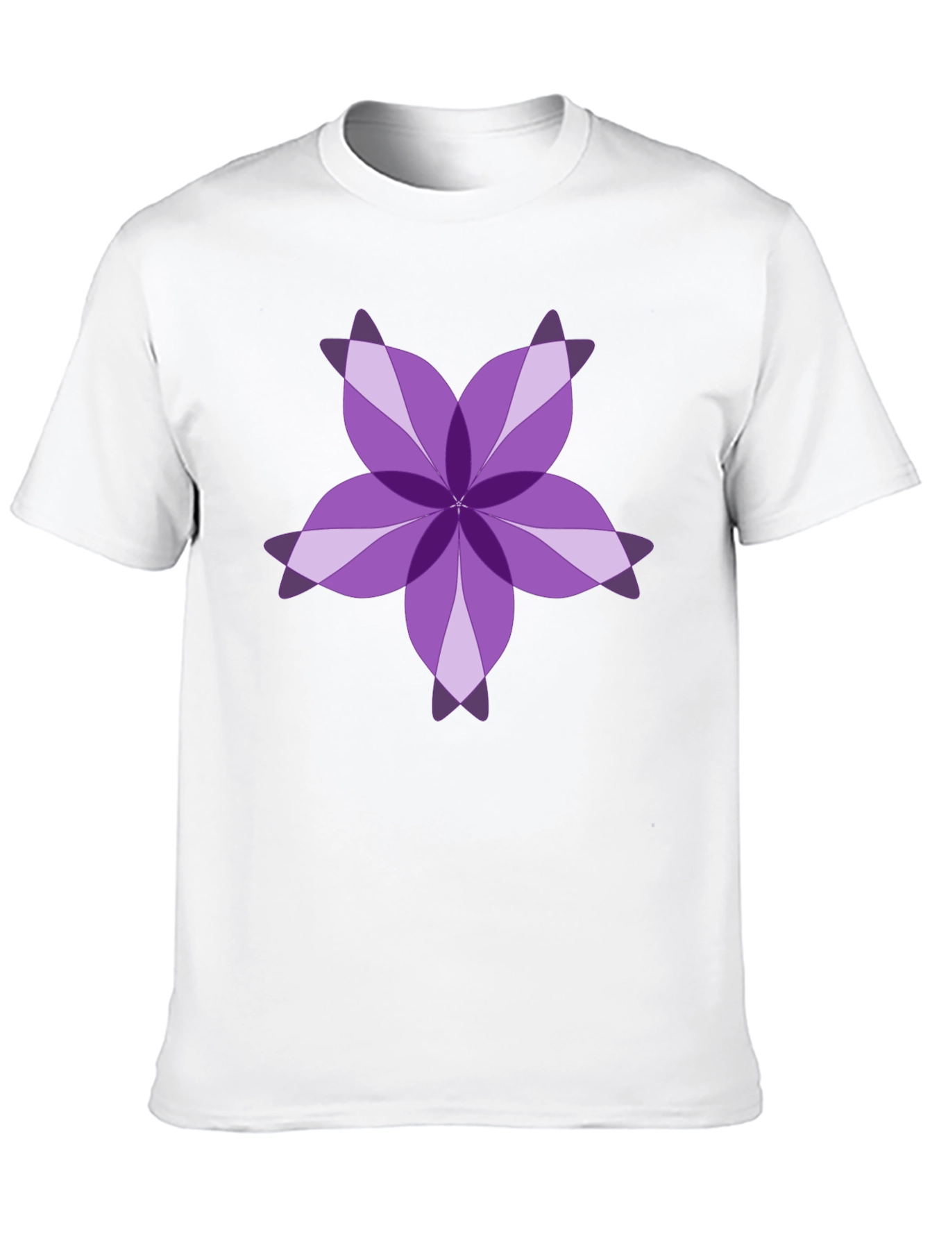 Purple Floral Design Black T-Shirt