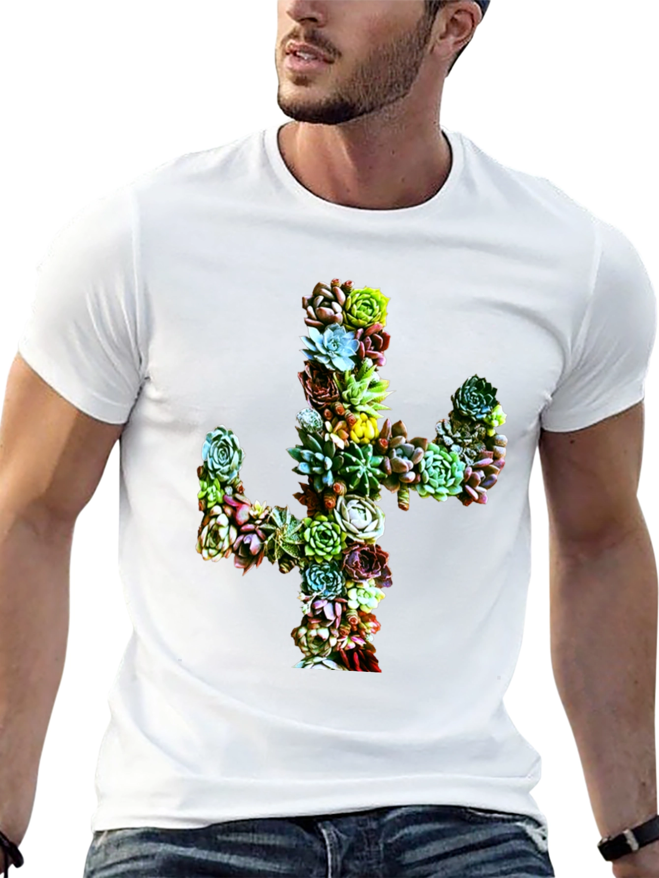 Succulent Cactus Graphic Tee - Black Unisex T-Shirt