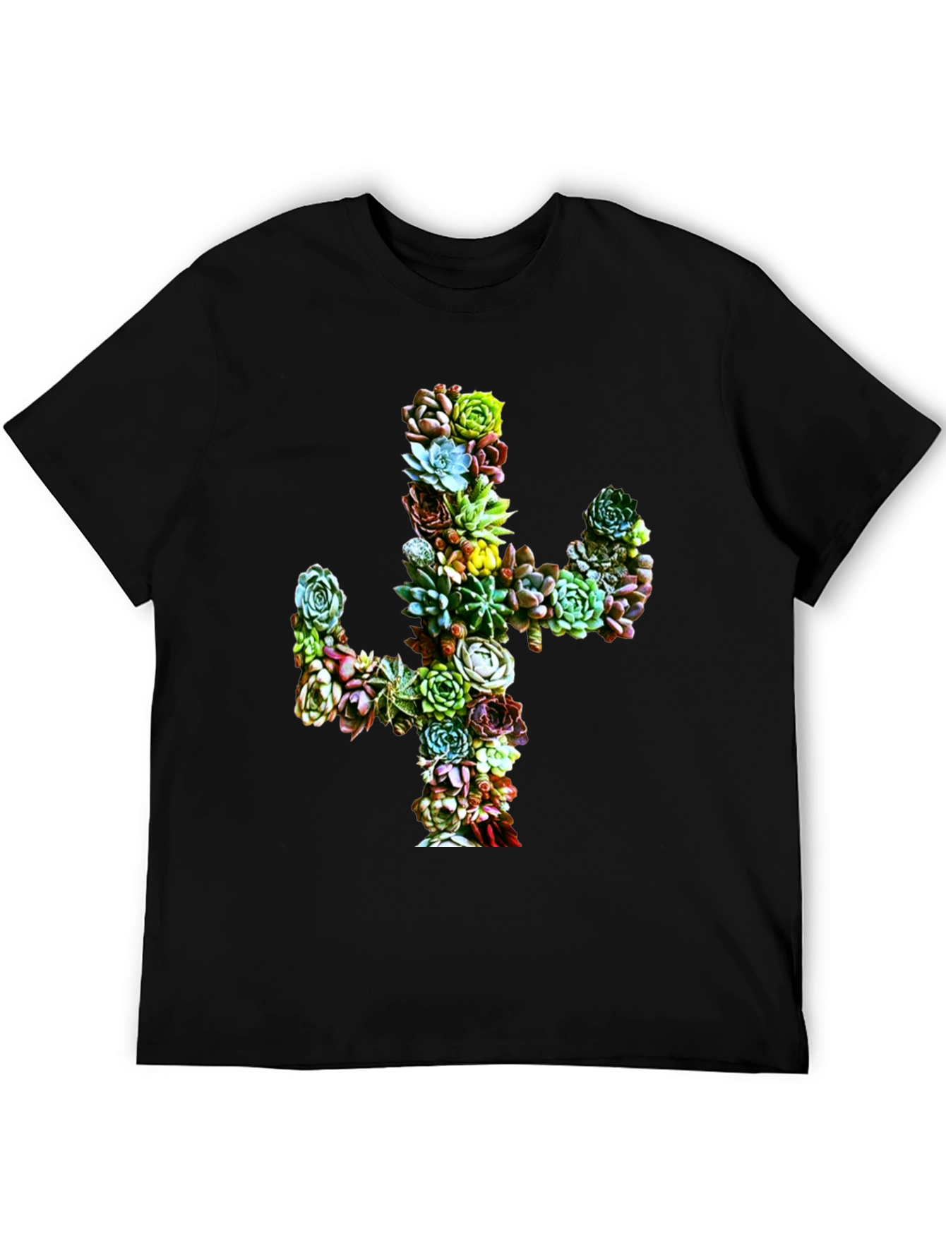 Succulent Cactus Graphic Tee - Black Unisex T-Shirt