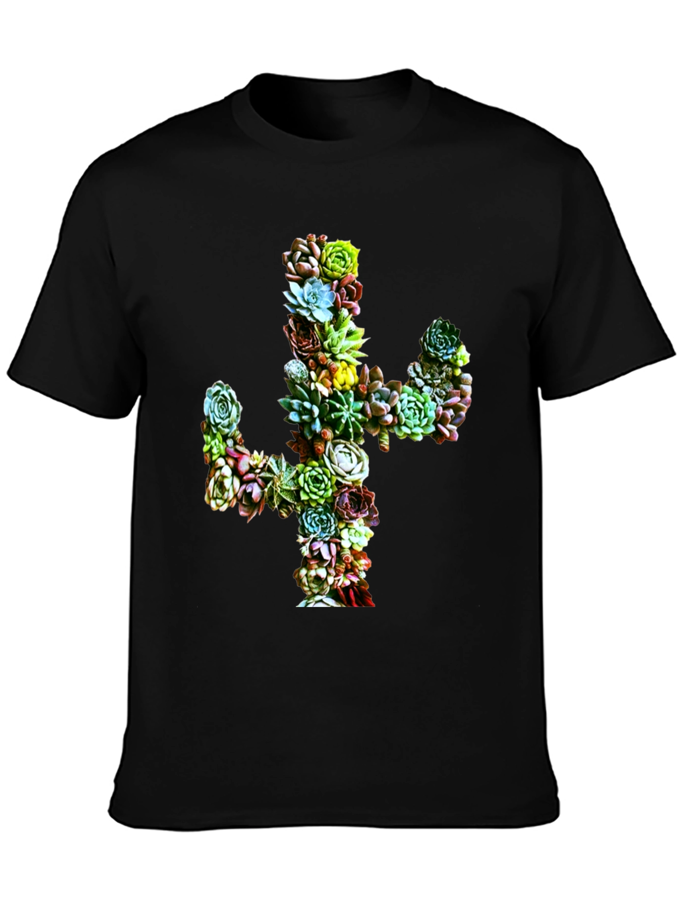 Succulent Cactus Graphic Tee - Black Unisex T-Shirt