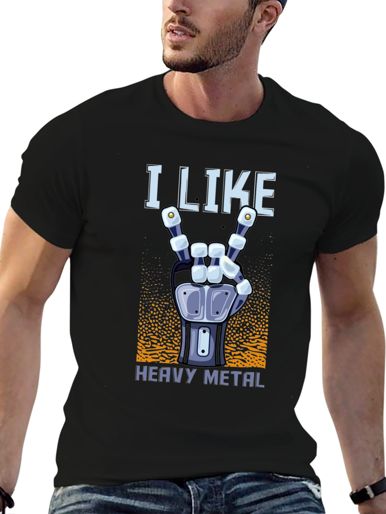 I Like Heavy Metal Robot Hand T-Shirt