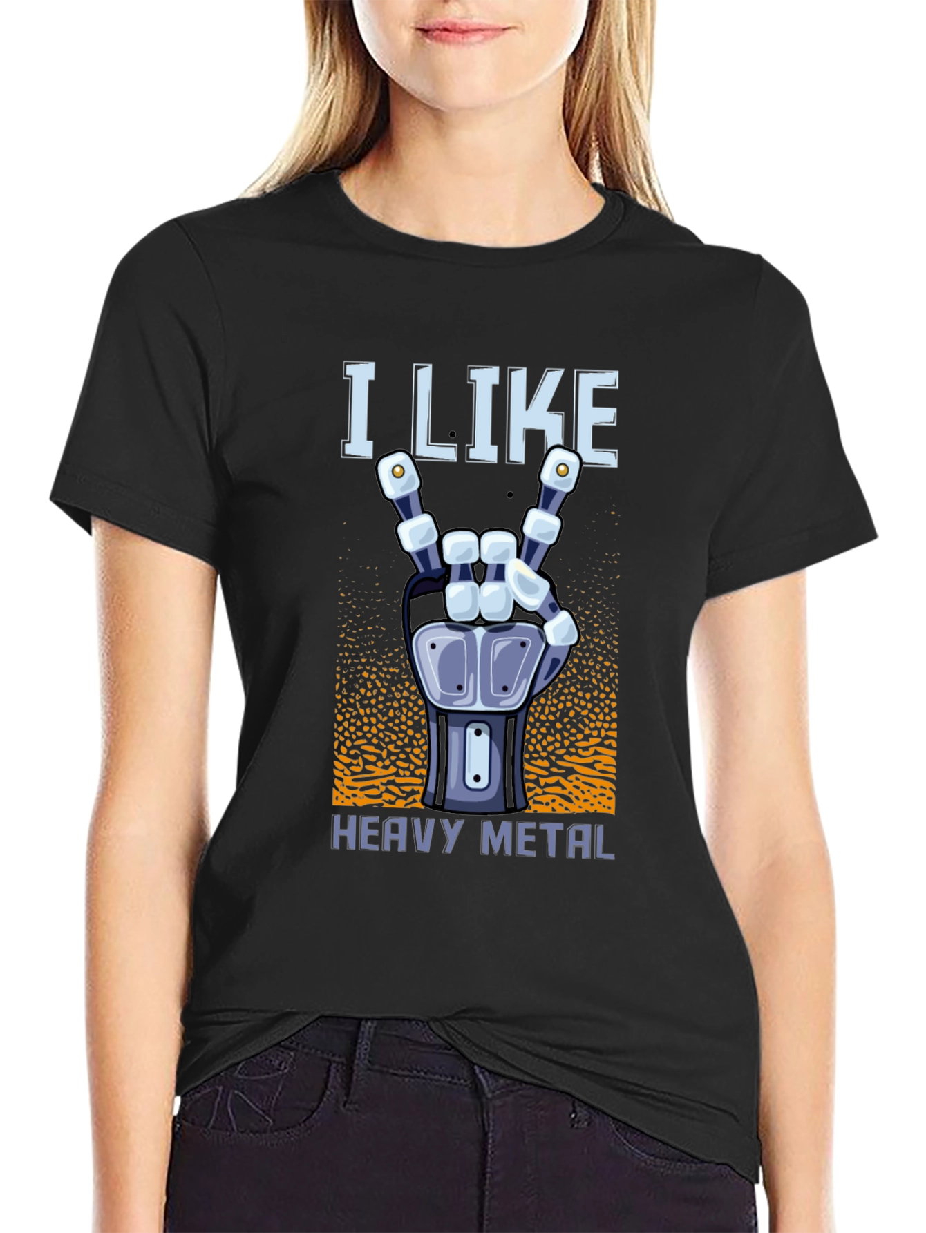 I Like Heavy Metal Robot Hand T-Shirt