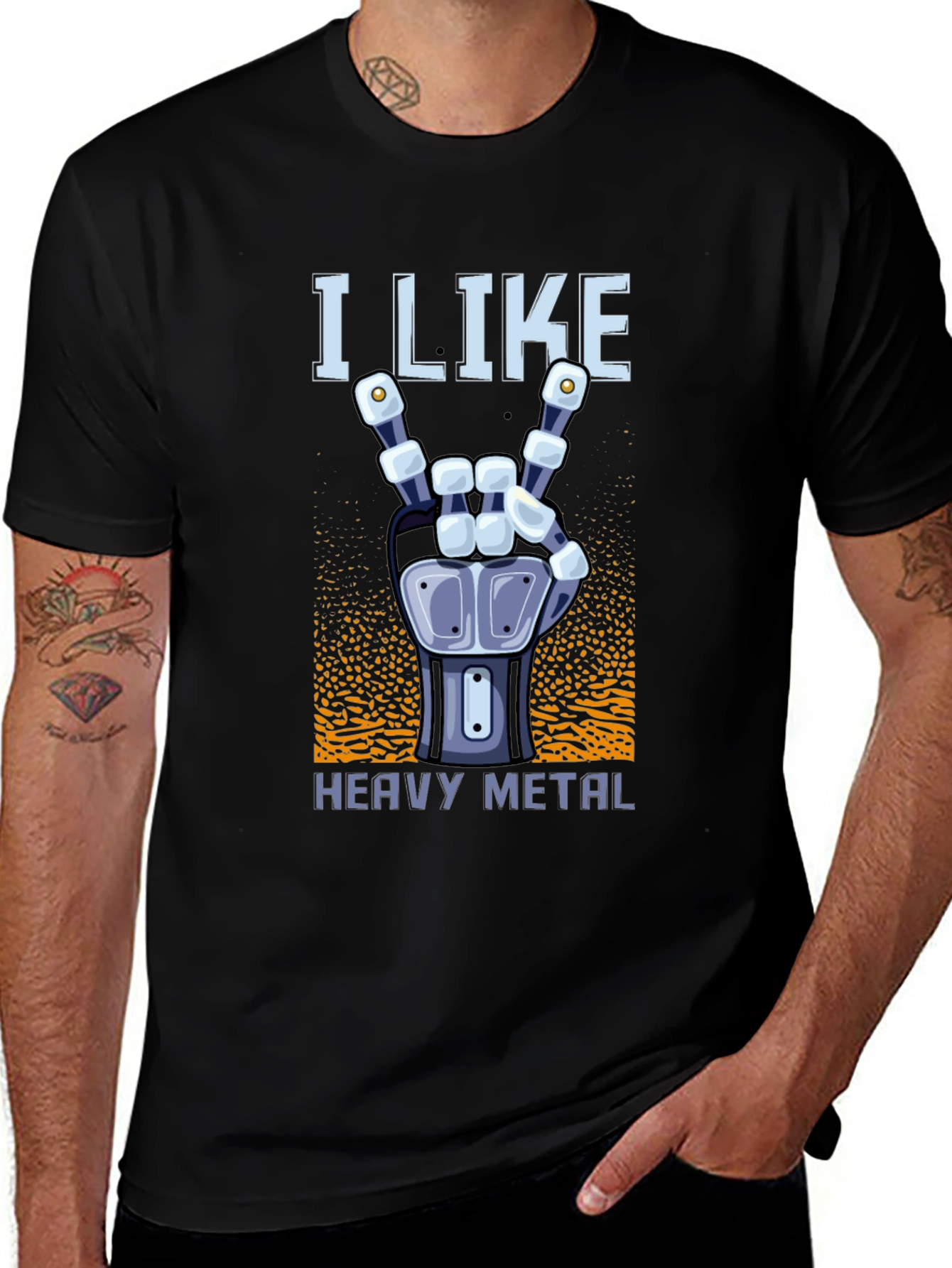 I Like Heavy Metal Robot Hand T-Shirt