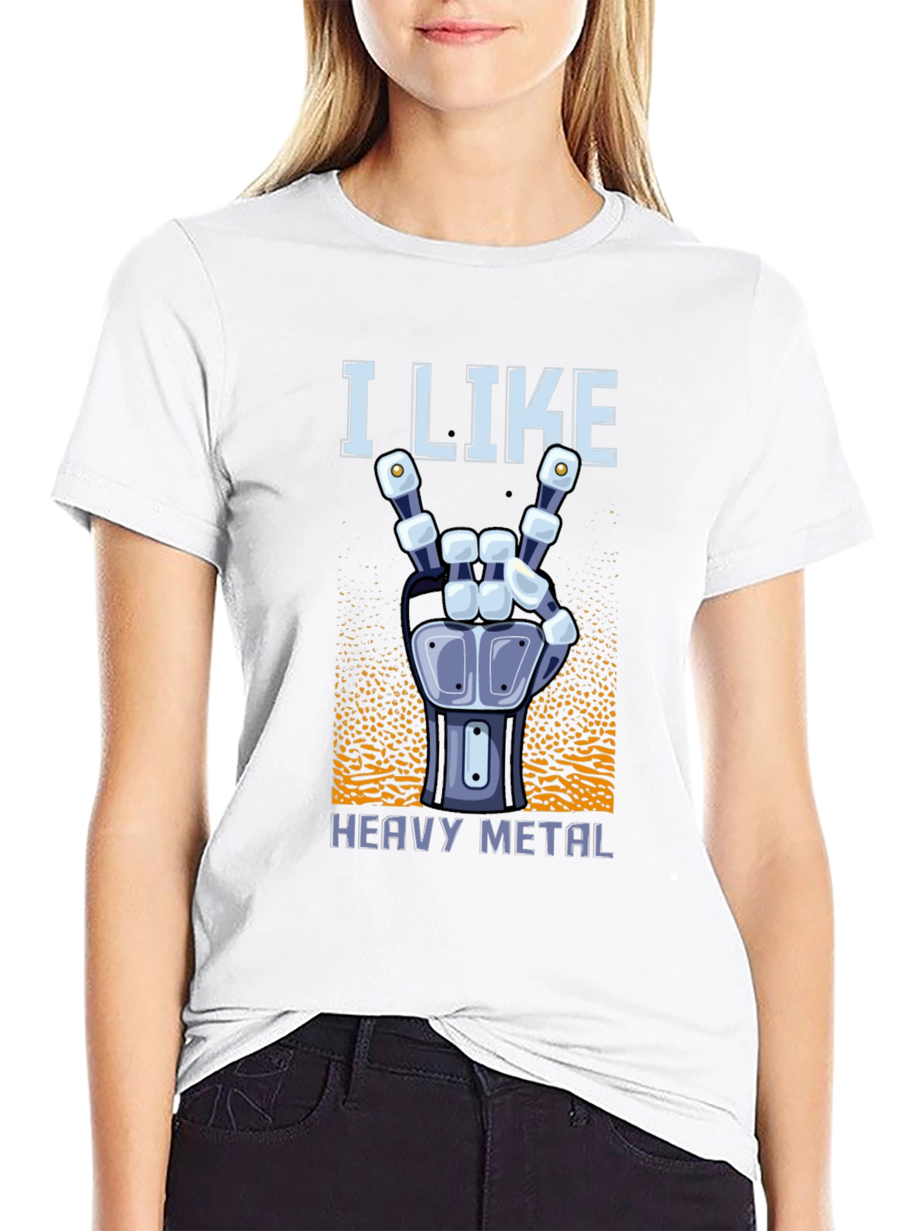 I Like Heavy Metal Robot Hand T-Shirt