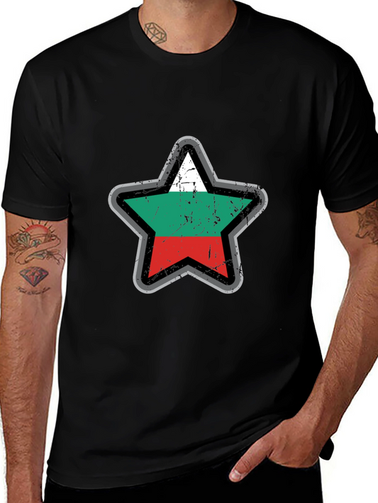 Bulgaria Flag Star T-Shirt - Grunge Style