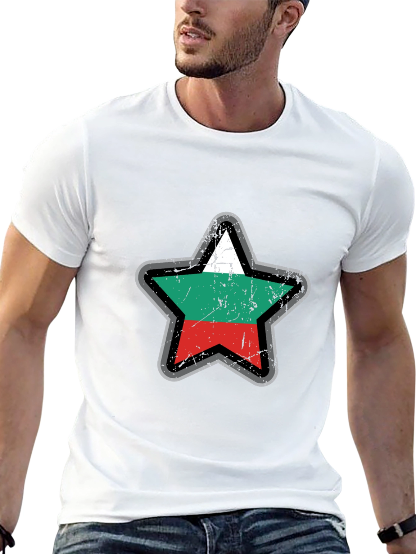 Bulgaria Flag Star T-Shirt - Grunge Style