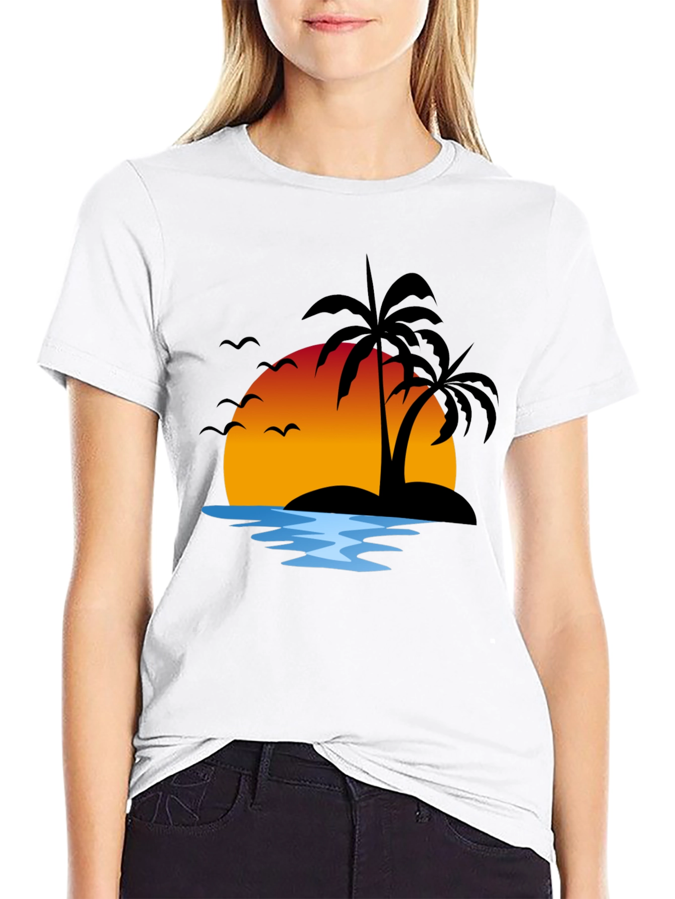 Sunset Island Graphic Tee - Black