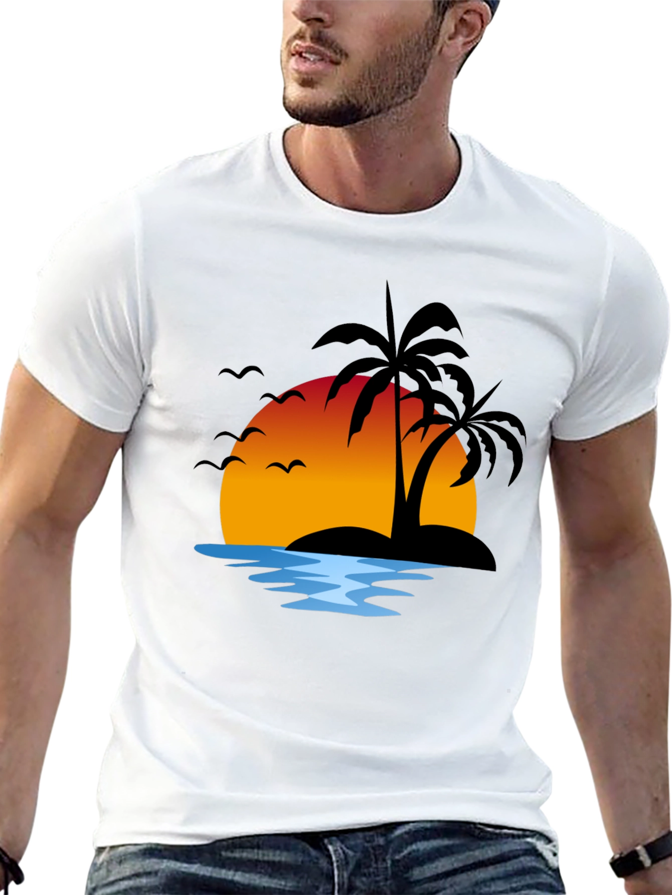 Sunset Island Graphic Tee - Black