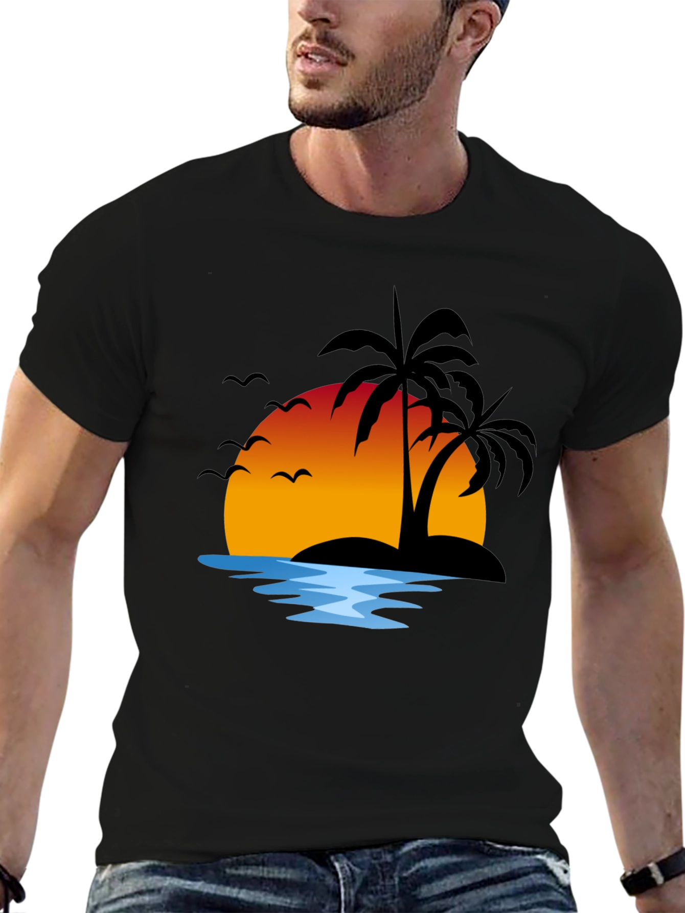Sunset Island Graphic Tee - Black