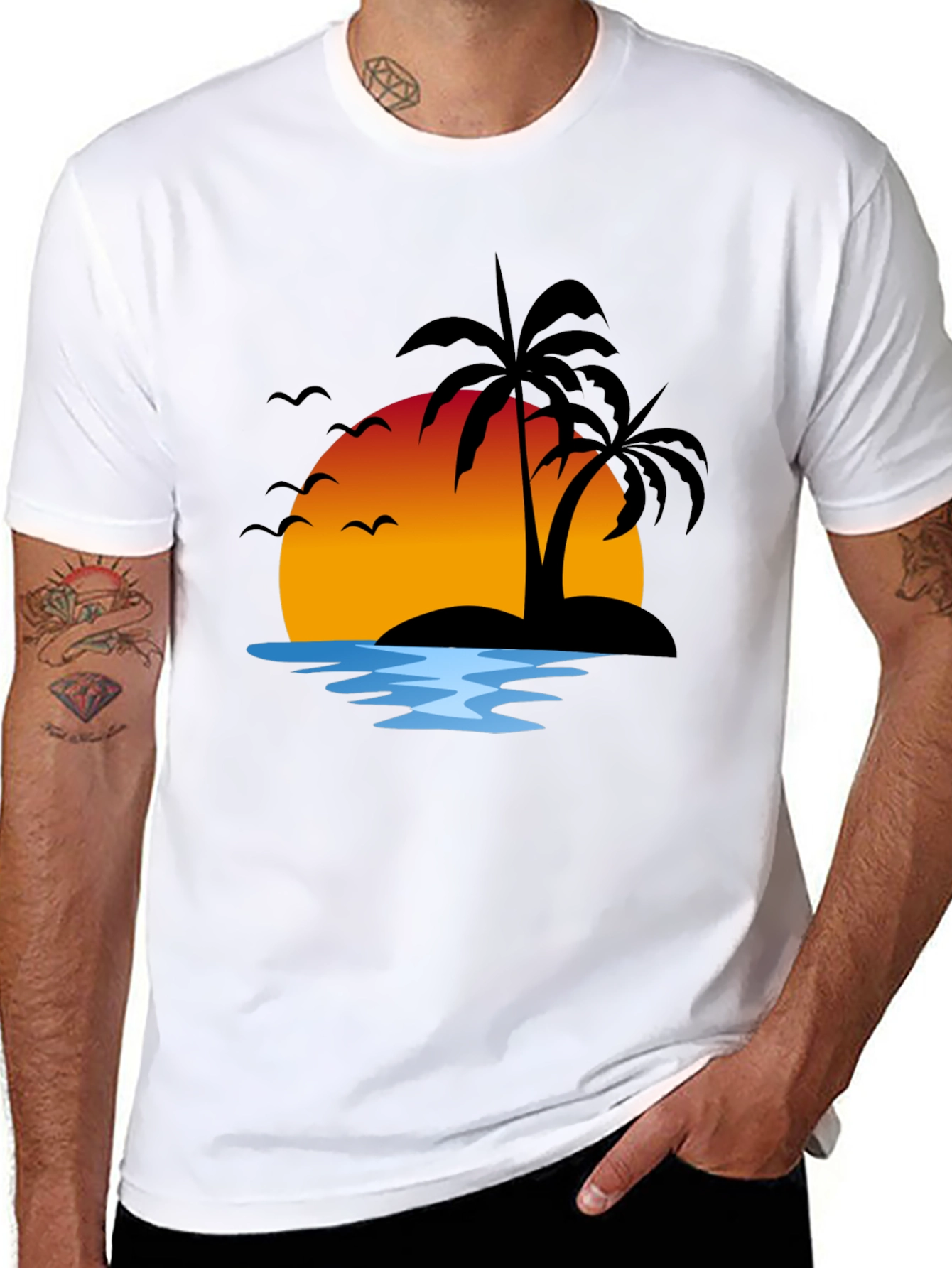 Sunset Island Graphic Tee - Black