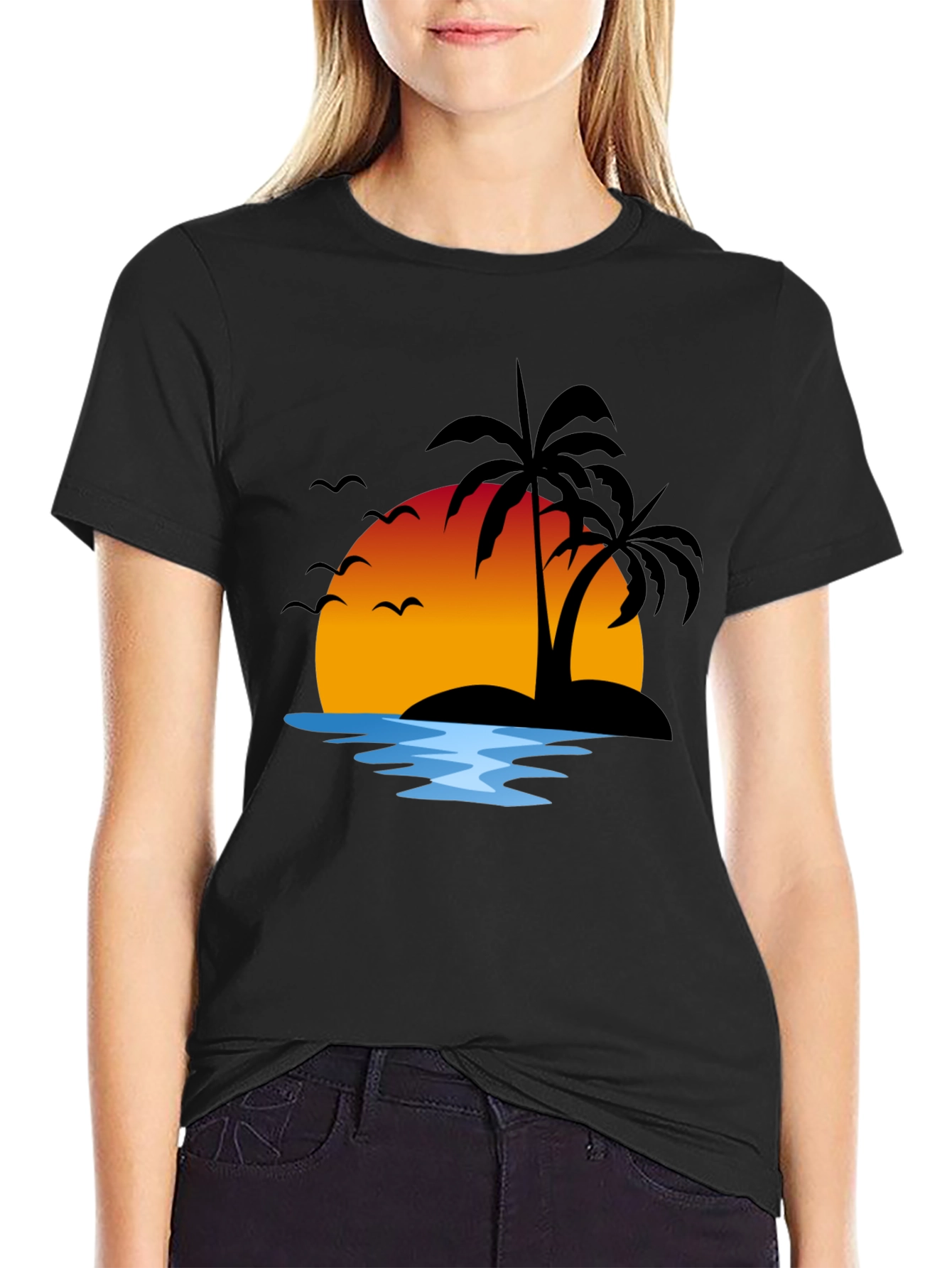 Sunset Island Graphic Tee - Black
