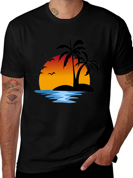Sunset Island Graphic Tee - Black