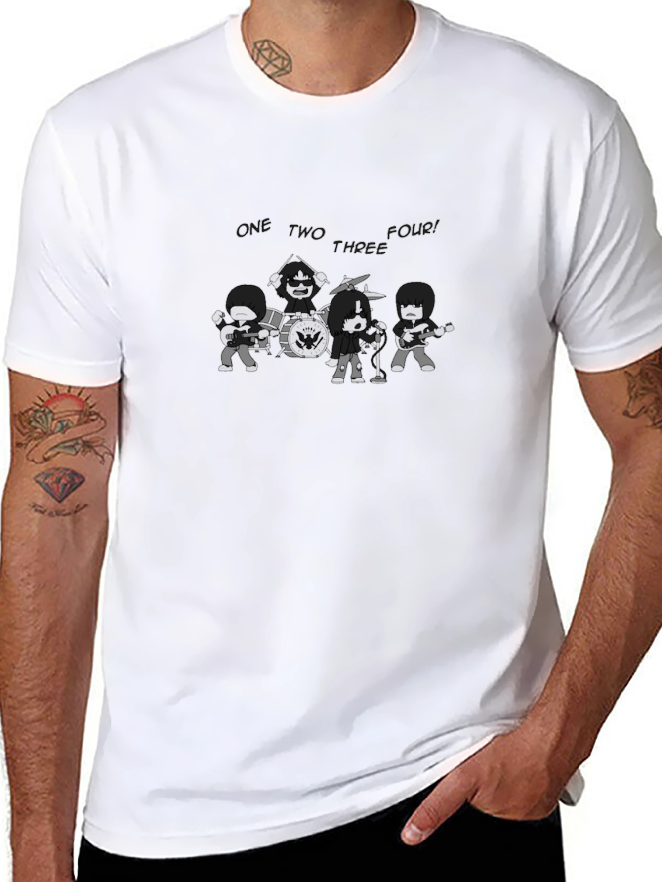 Black Cartoon Band T-Shirt