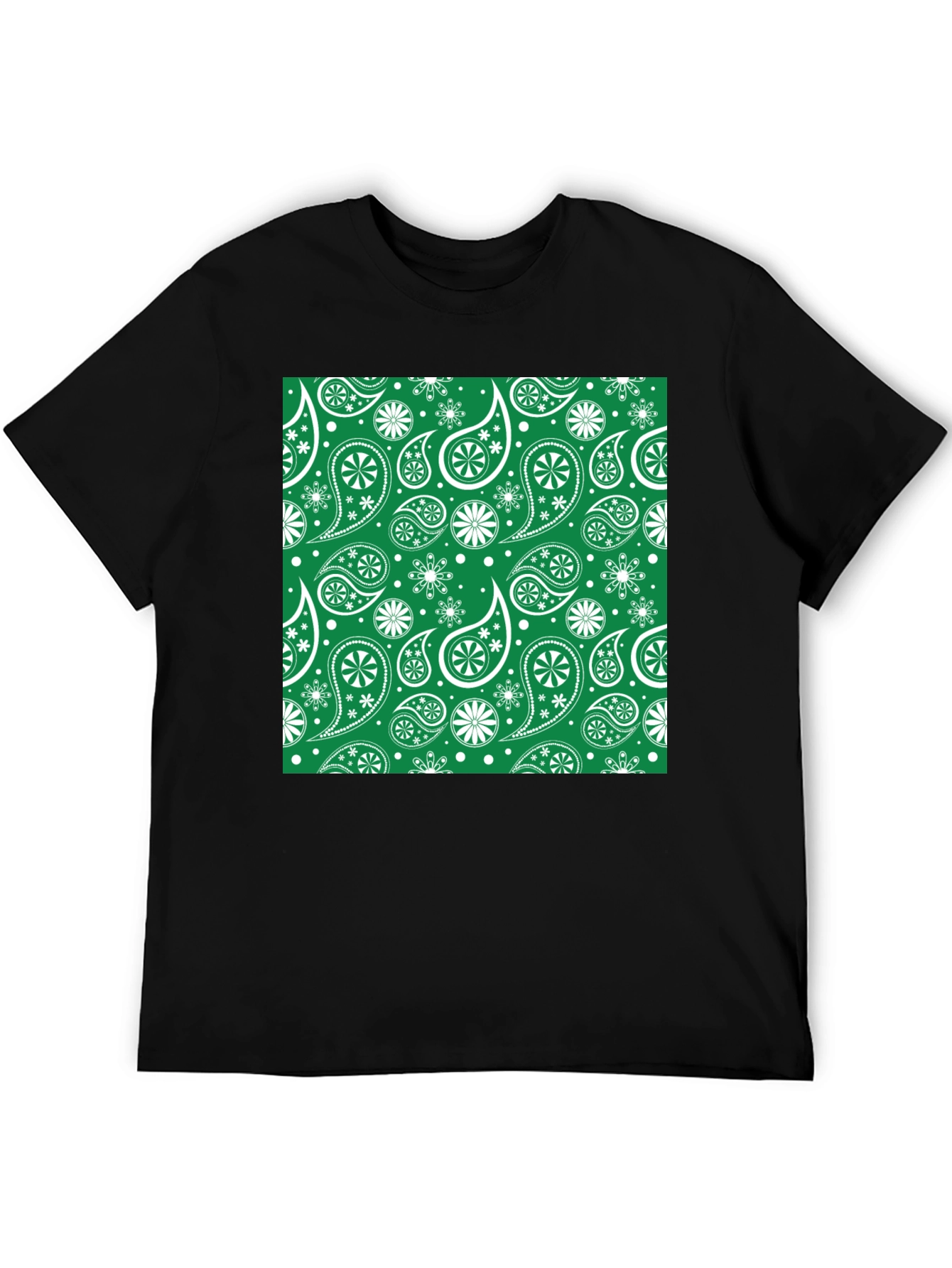 Paisley Print T-Shirt - Emerald Green Design