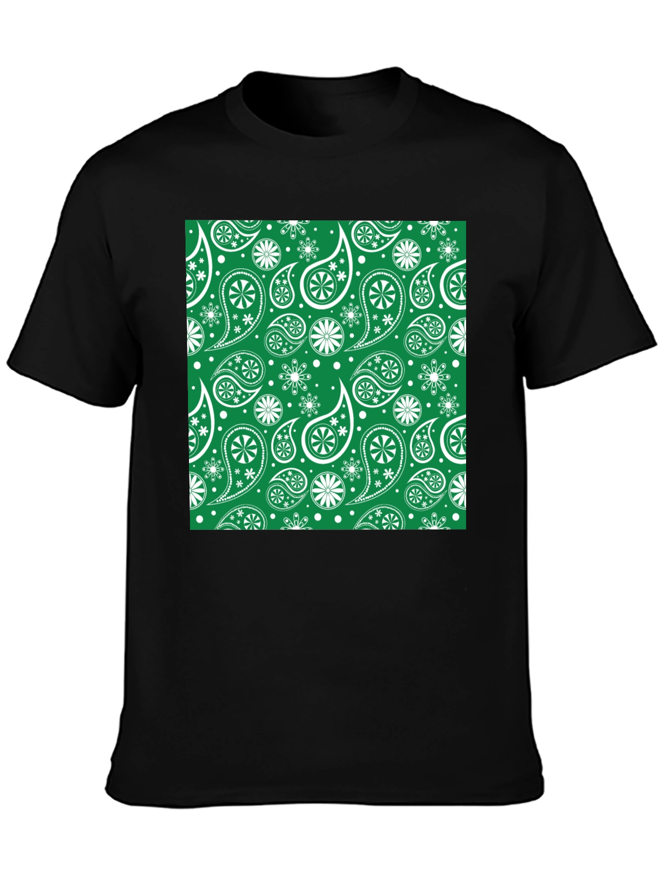 Paisley Print T-Shirt - Emerald Green Design
