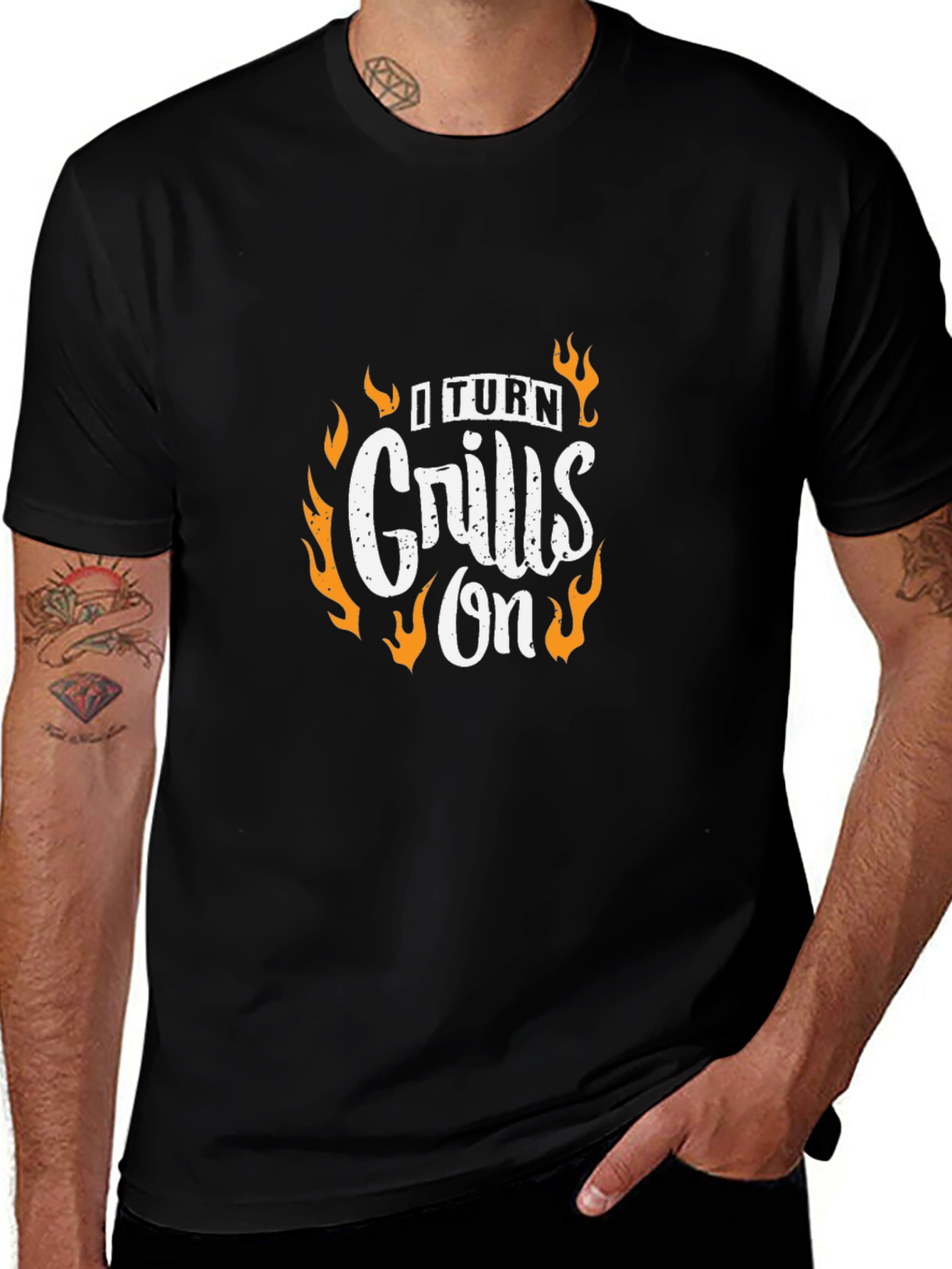 I Turn Grills On Black Graphic Tee