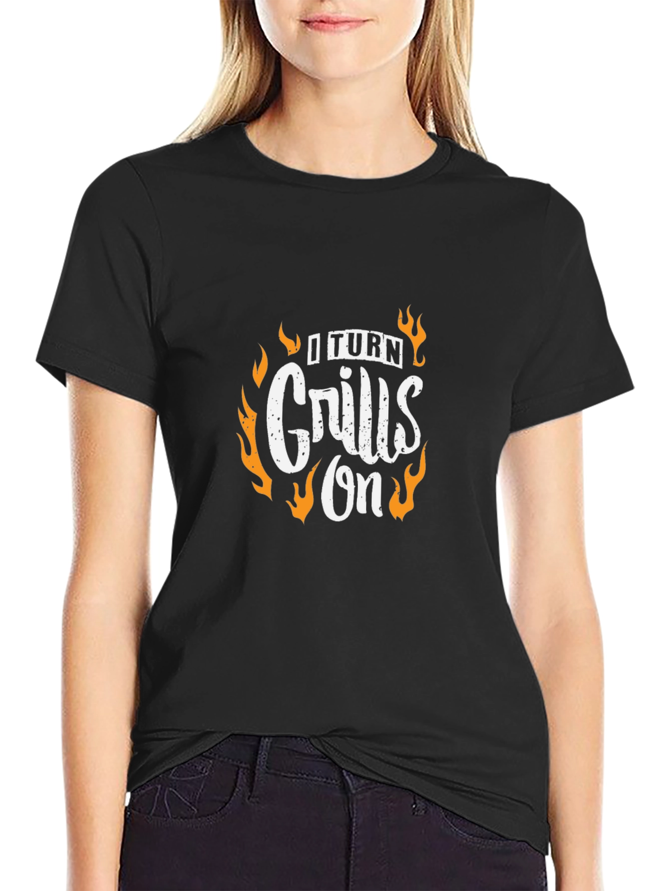 I Turn Grills On Black Graphic Tee