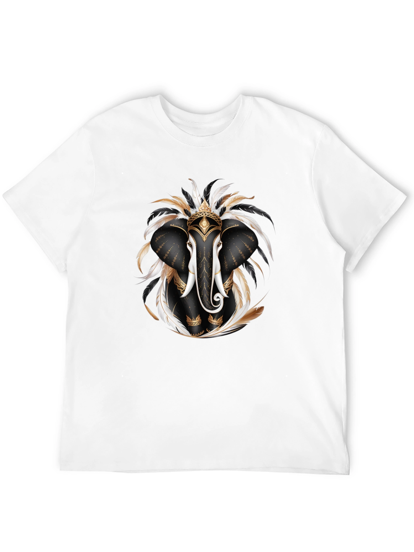 Elephant Feather T-Shirt Black Graphic Tee