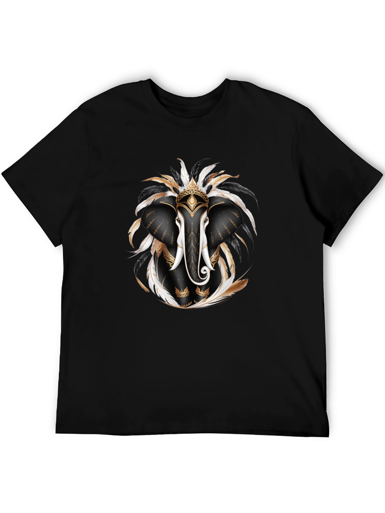 Elephant Feather T-Shirt Black Graphic Tee