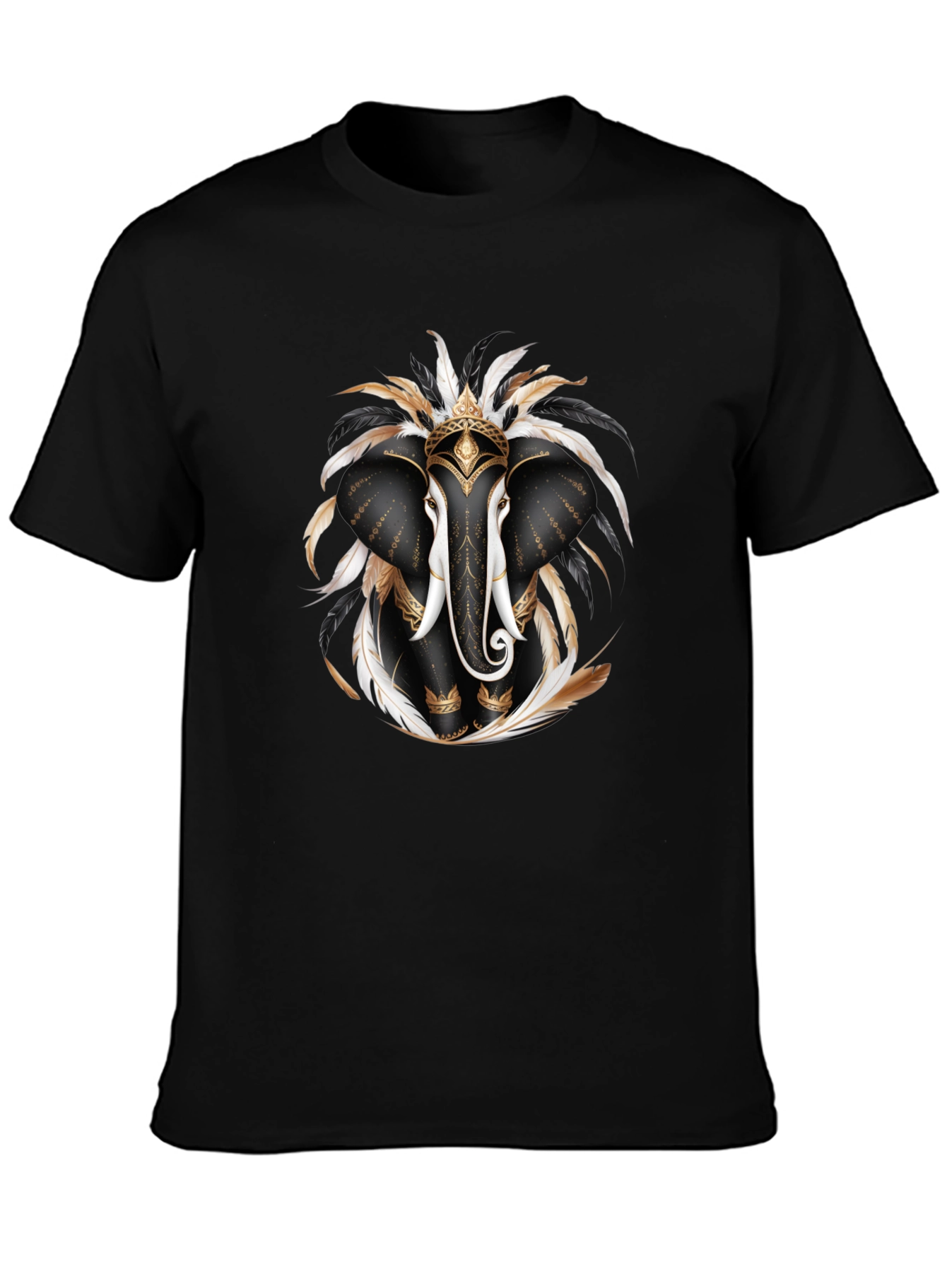 Elephant Feather T-Shirt Black Graphic Tee