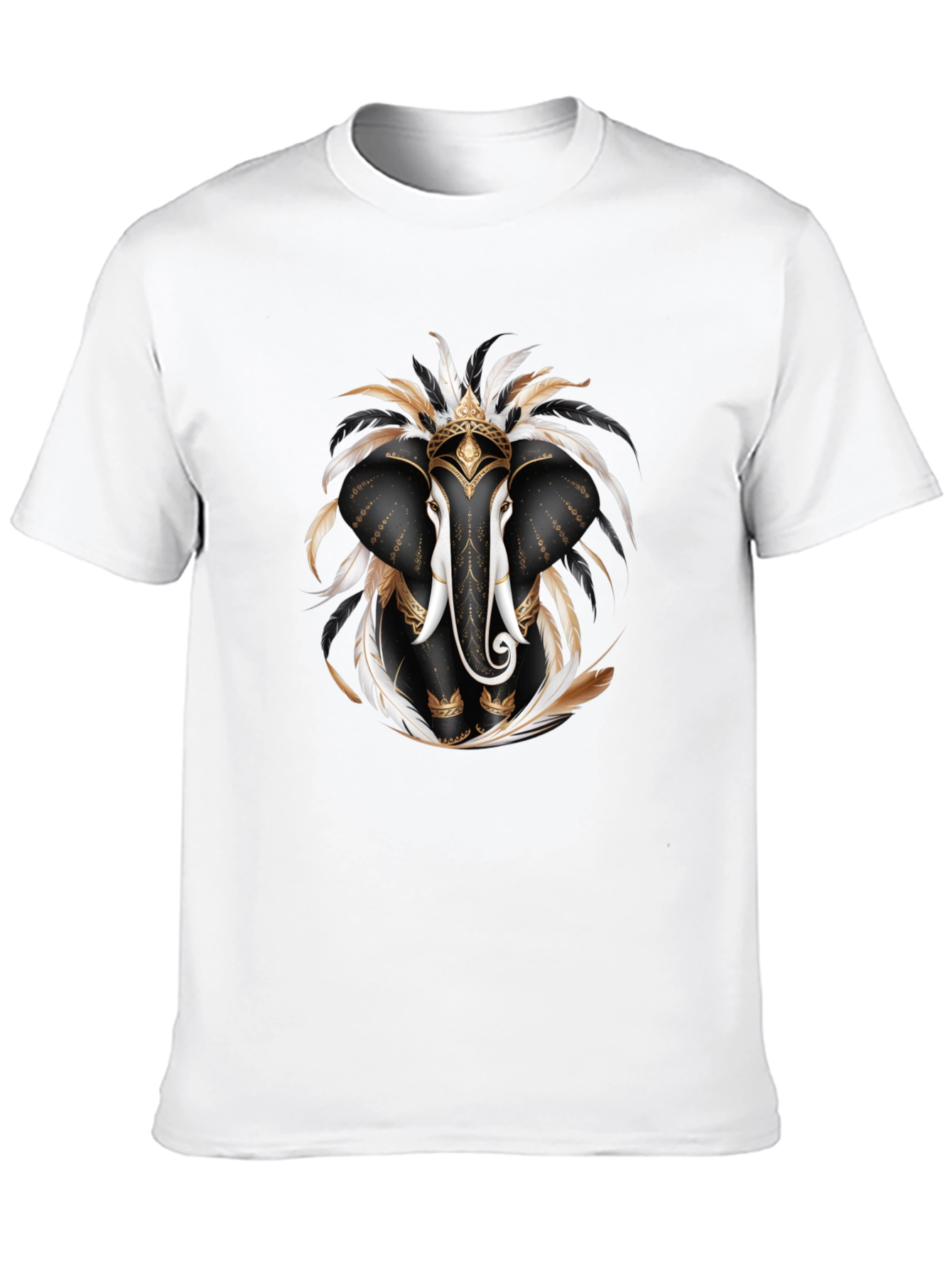 Elephant Feather T-Shirt Black Graphic Tee