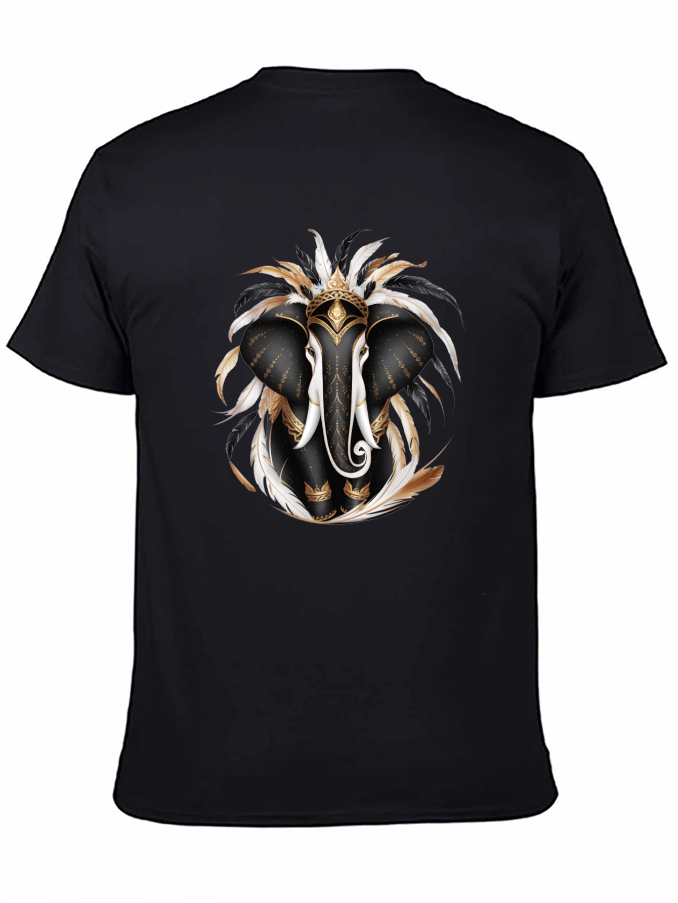 Elephant Feather T-Shirt Black Graphic Tee
