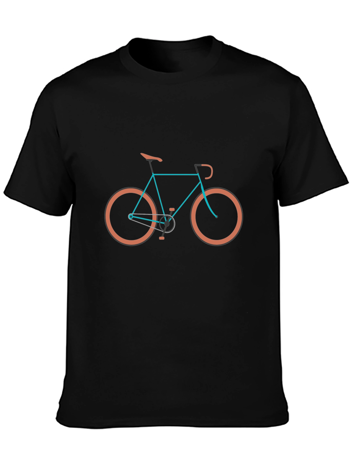 Stylish Bike Graphic Tee - Black Cotton Blend